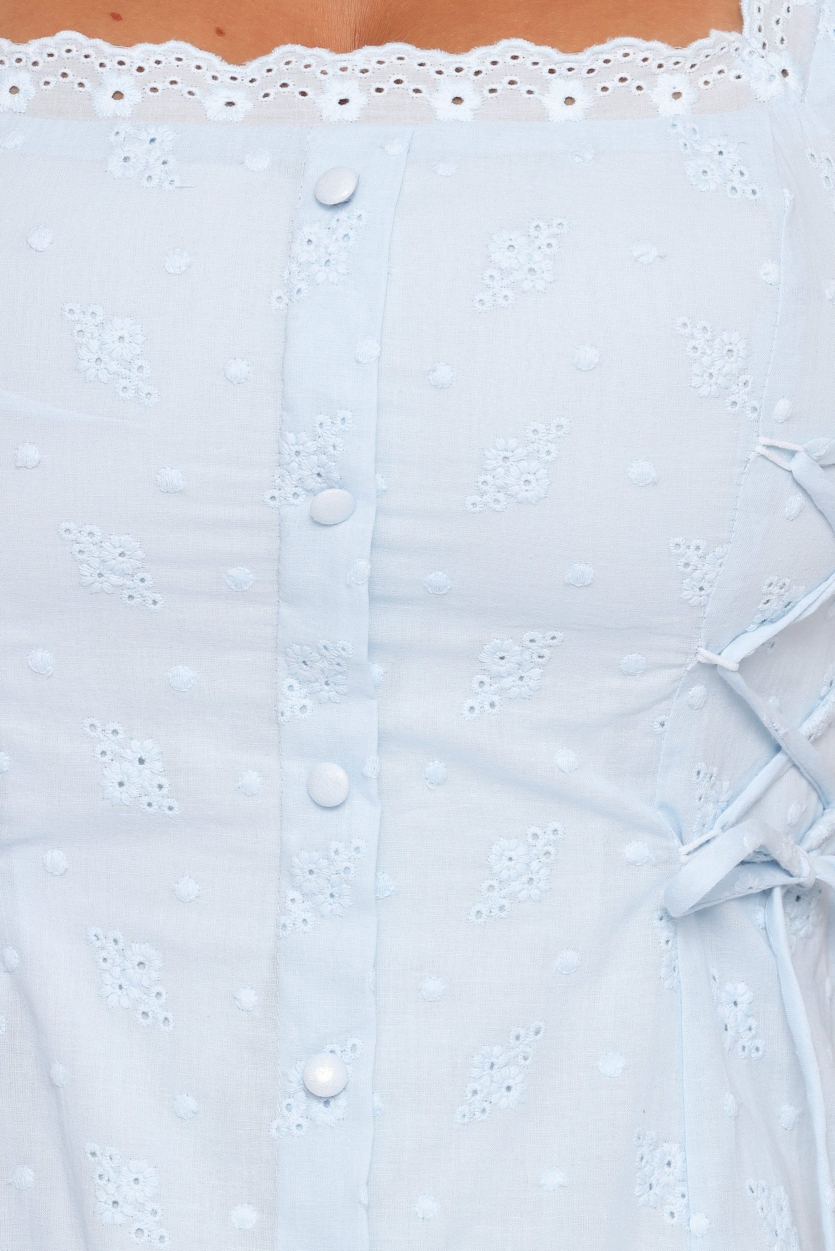 Davida Mini Dress - Pale Blue Broderie - Image 7