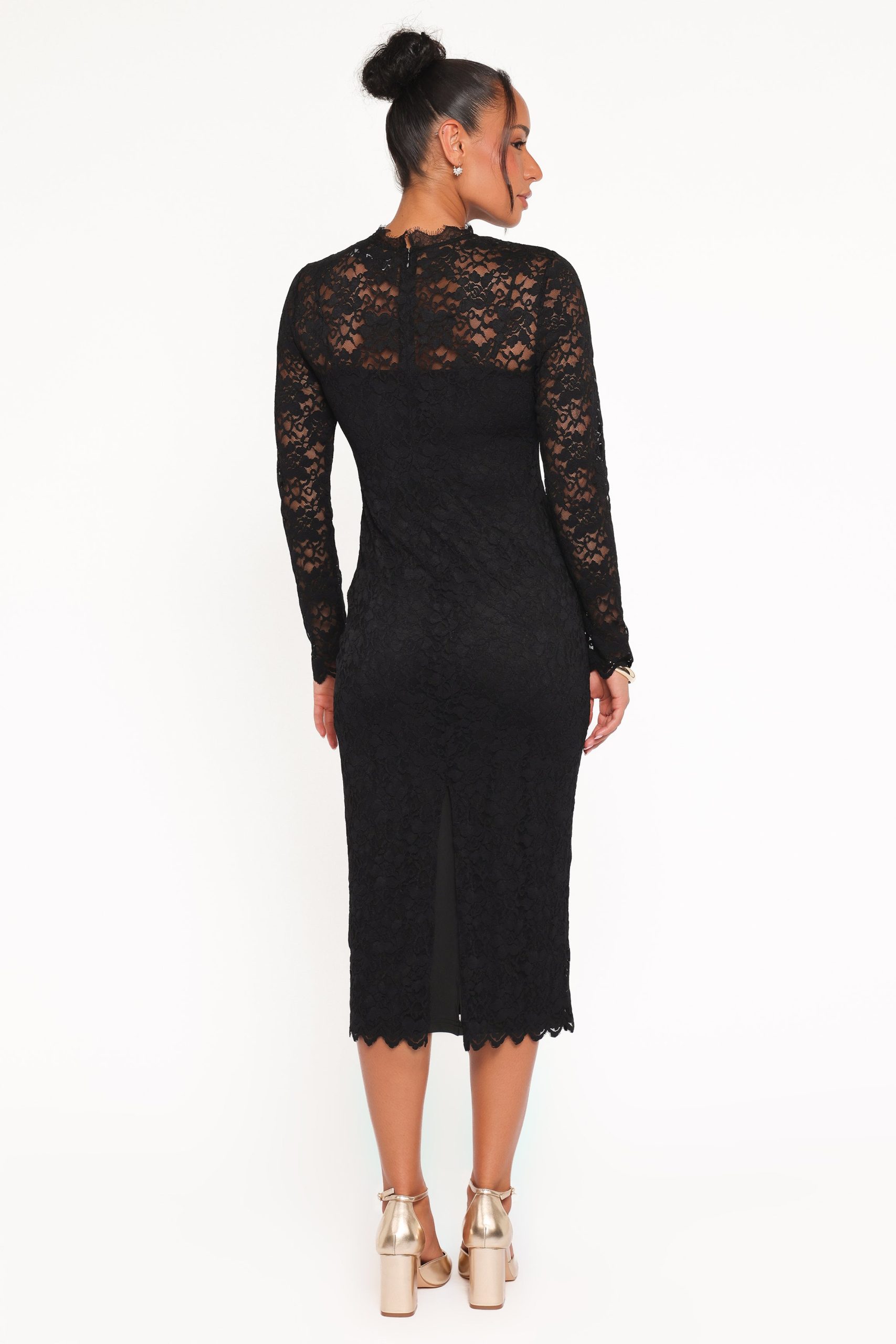 Davina Long Sleeve Midi Dress - Black - Image 5
