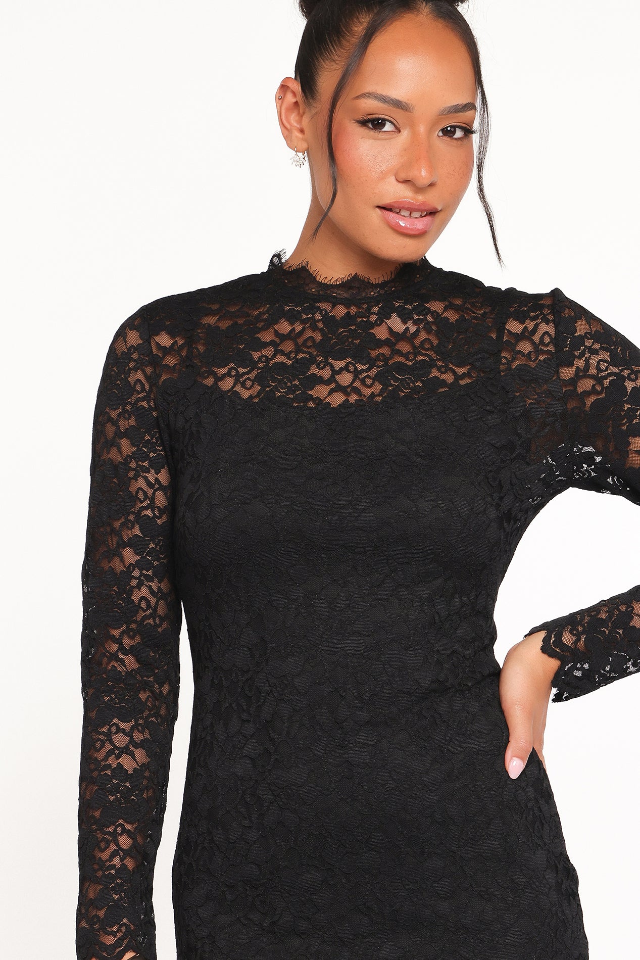 Davina Long Sleeve Midi Dress - Black - Image 3
