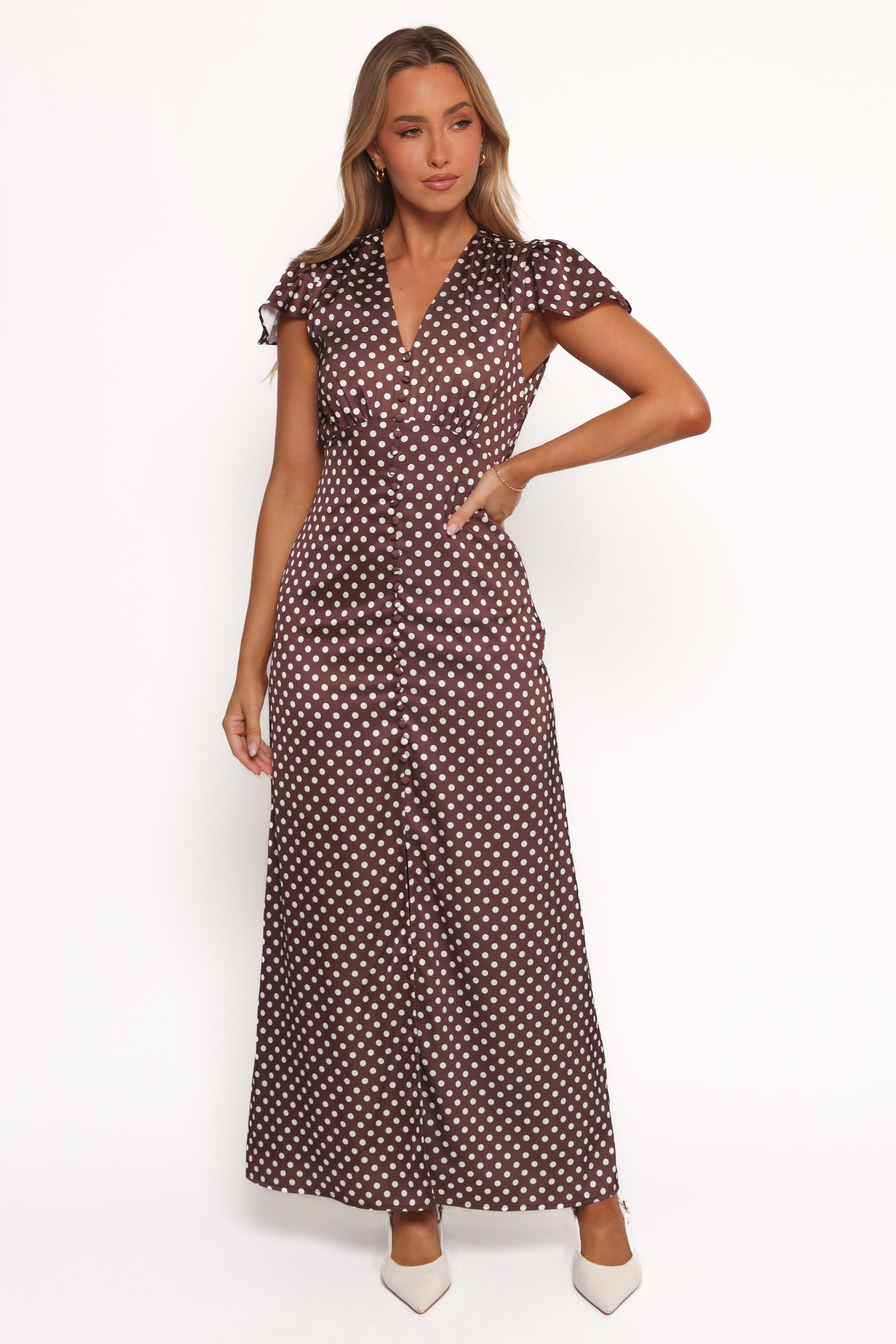 Dean Maxi Dress - Brown Polka Dot - Image 2