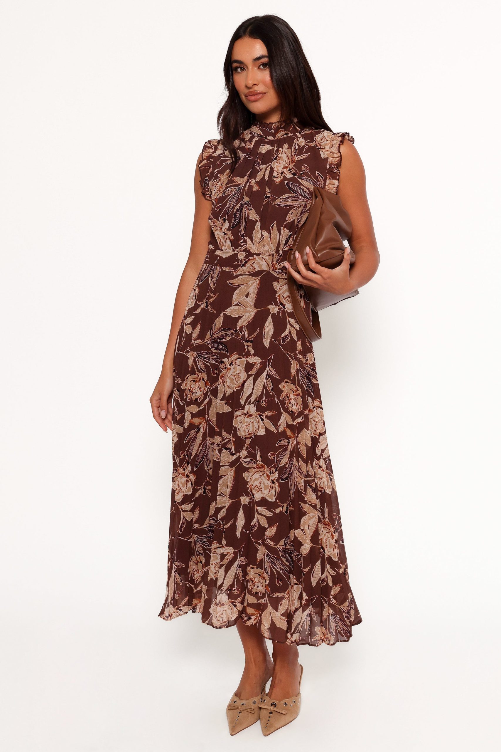 Delphine Maxi Dress - Brown Floral - Image 3