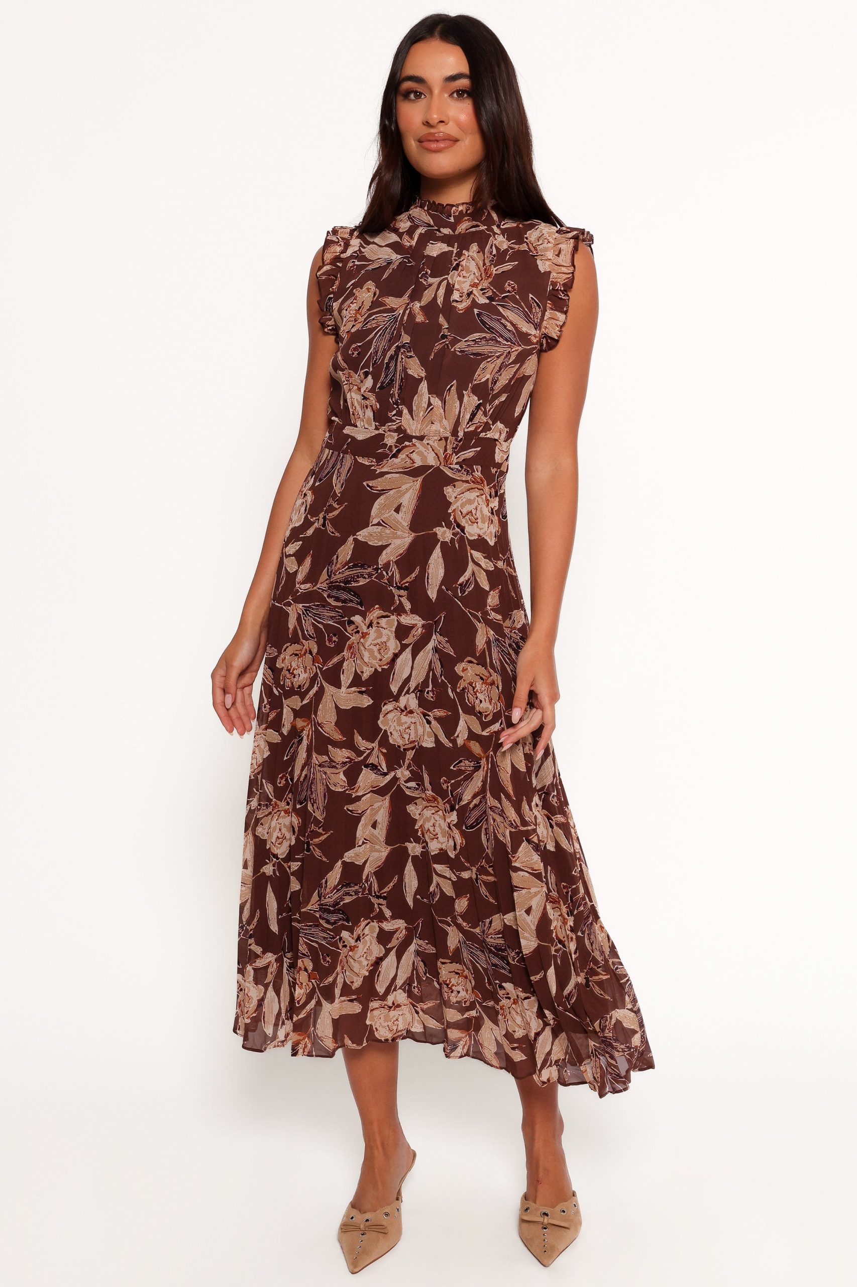 Delphine Maxi Dress - Brown Floral - Image 7
