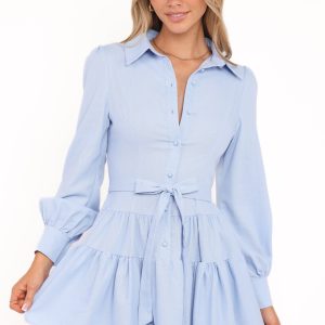 Diantha Long Sleeve Mini Dress - Blue
