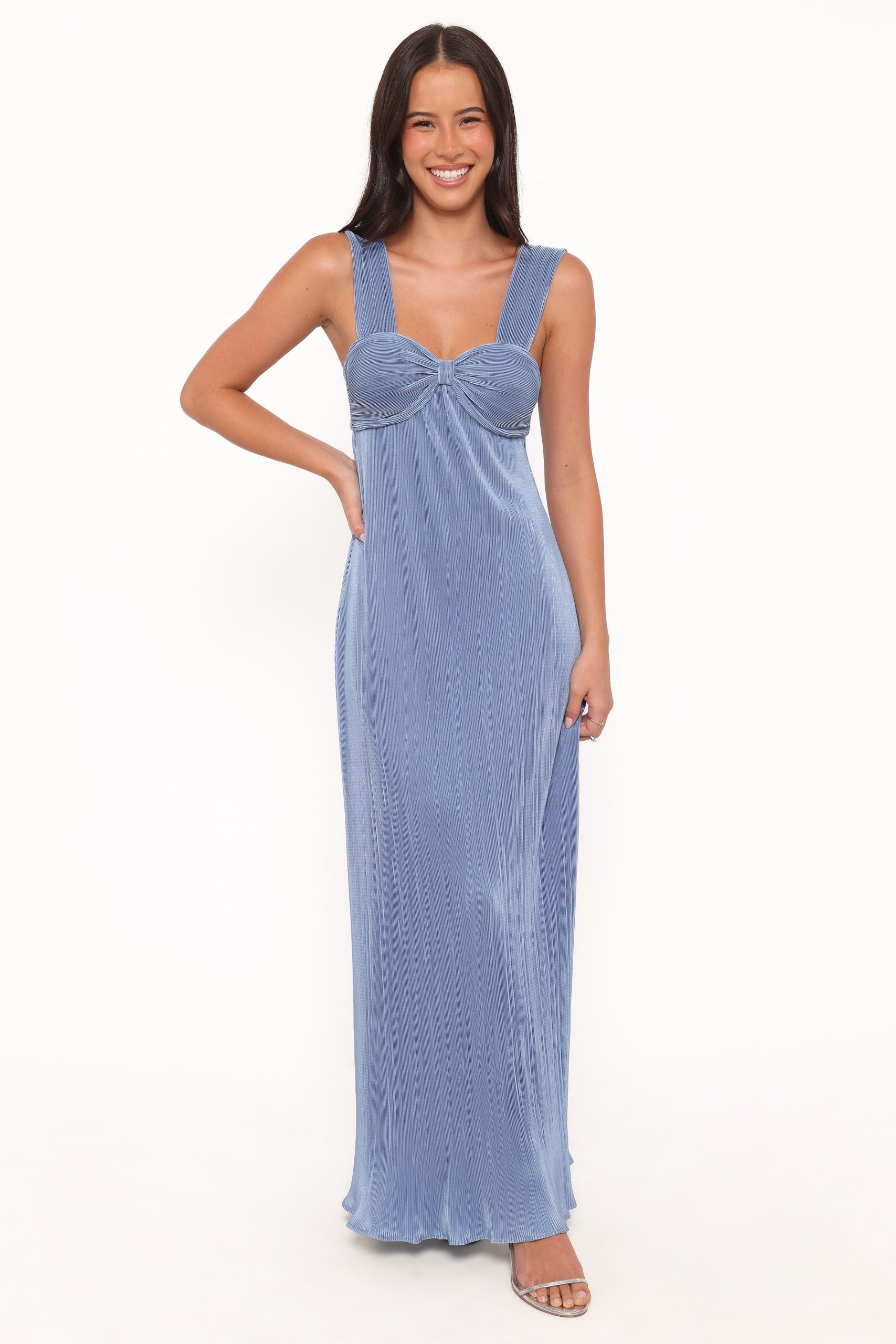 Dolores Pleated Maxi Dress - Cornflower Blue - Image 2
