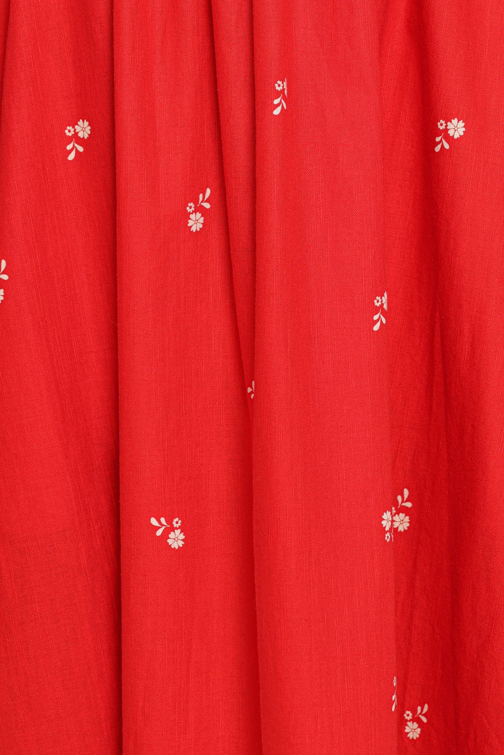 Domenica Shirred Long Sleeve Midi Dress - Red Floral Bandana - Image 6