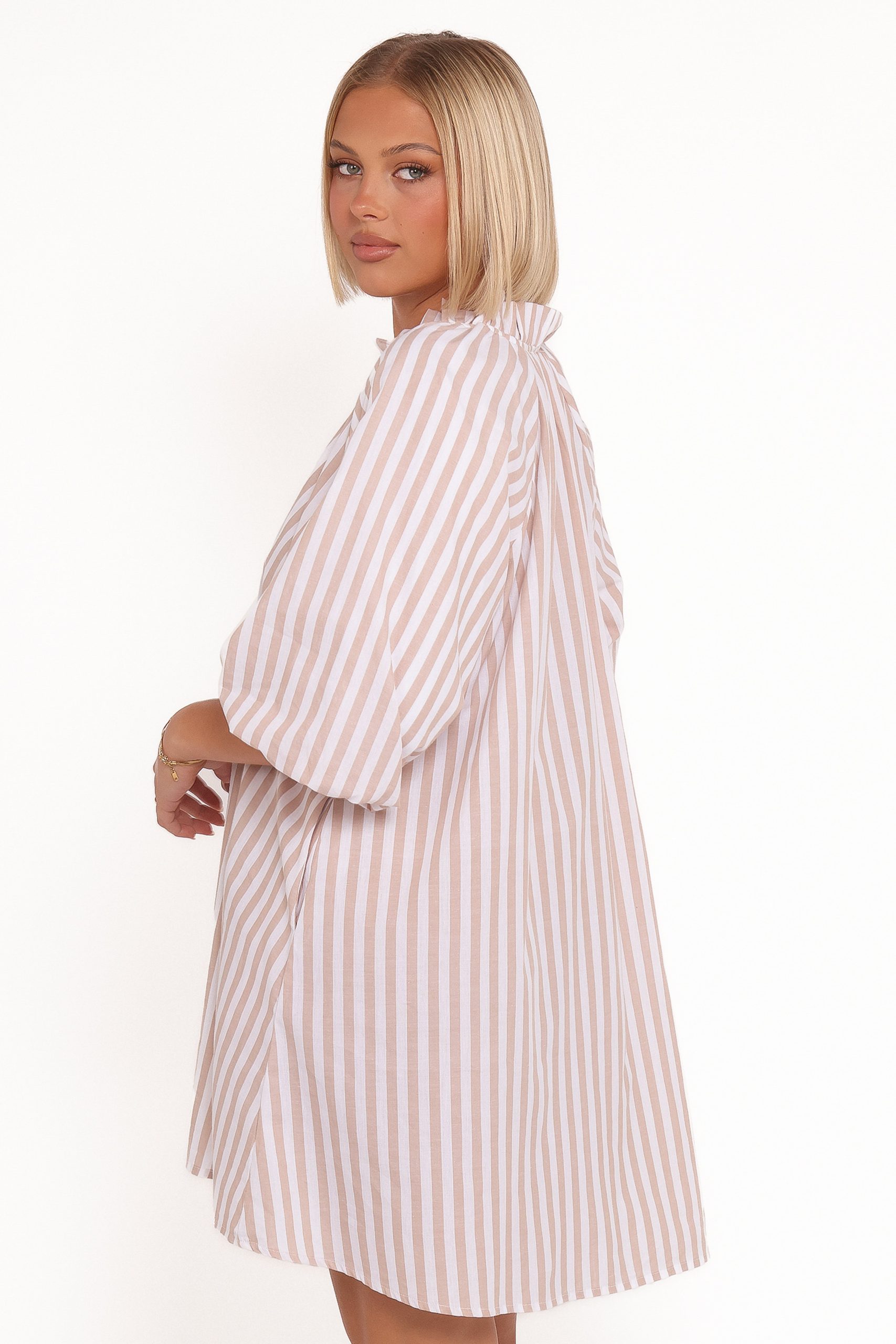 Doran Mini Dress - Beige White - Image 5