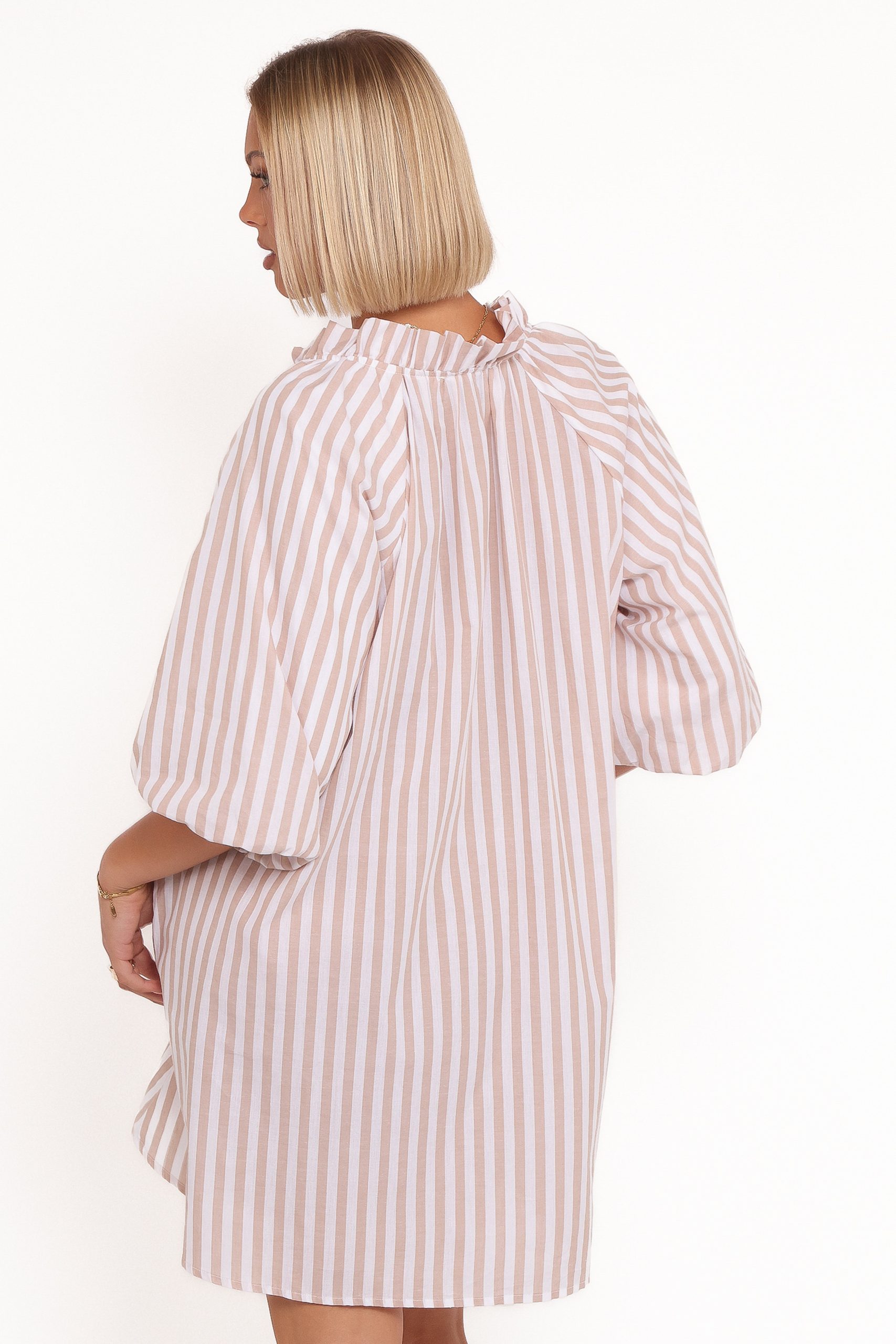 Doran Mini Dress - Beige White - Image 4