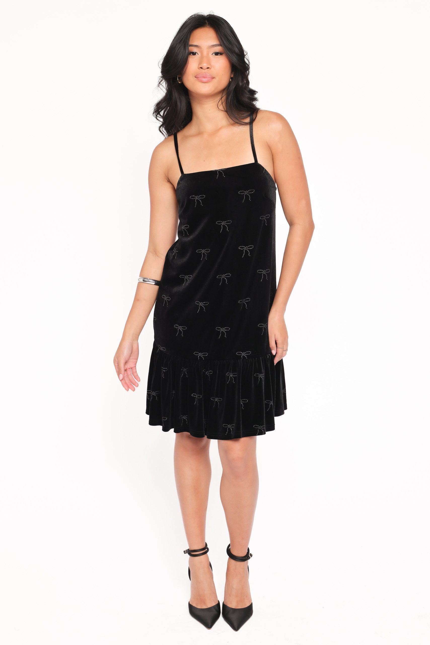 Eileen Mini Dress - Black Velvet - Image 5