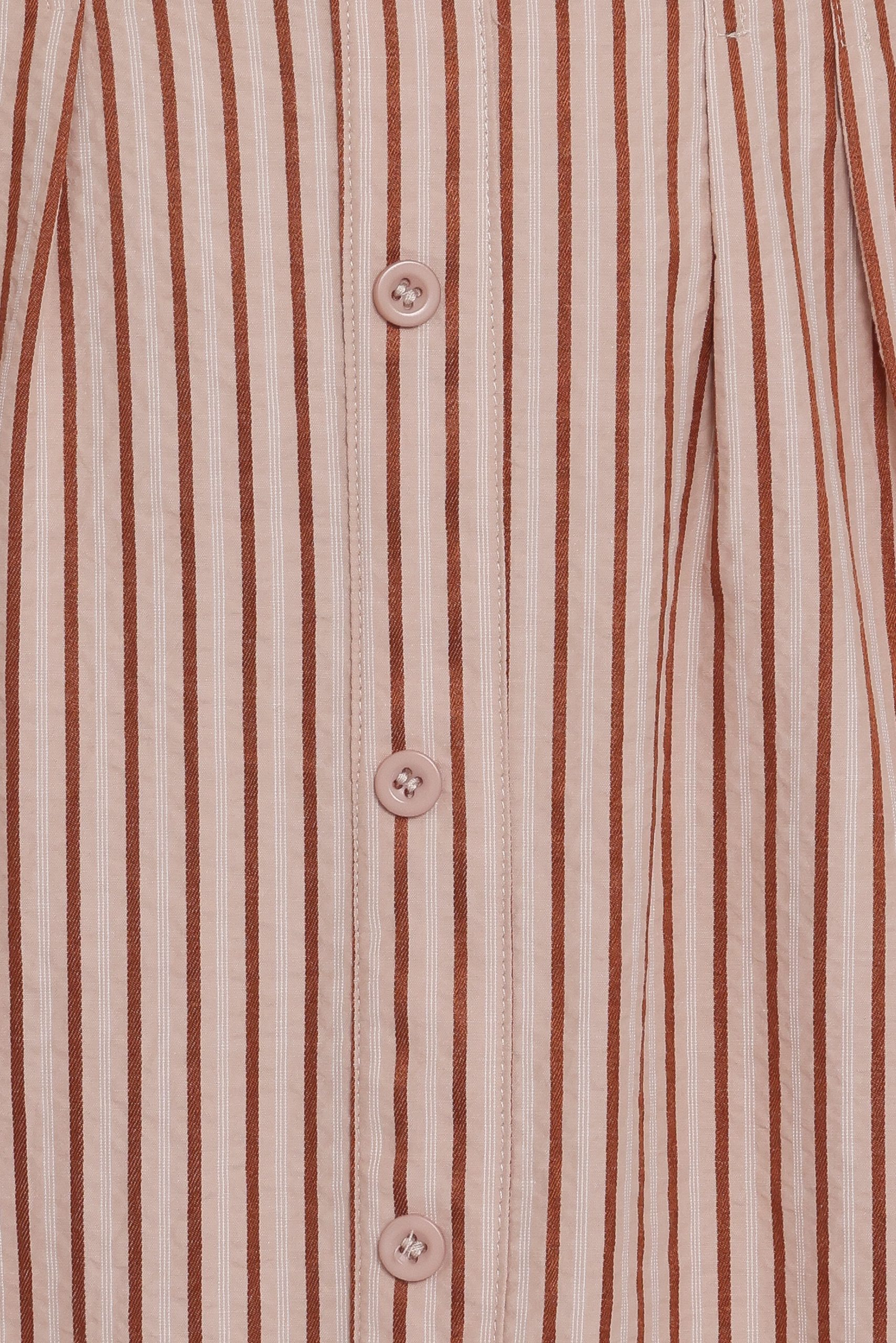 Eilis Short Sleeve Button Down Maxi Dress - Brown Stripe - Image 5