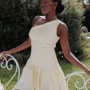 Elaria Off Shoulder Mini Dress - Butter Yellow