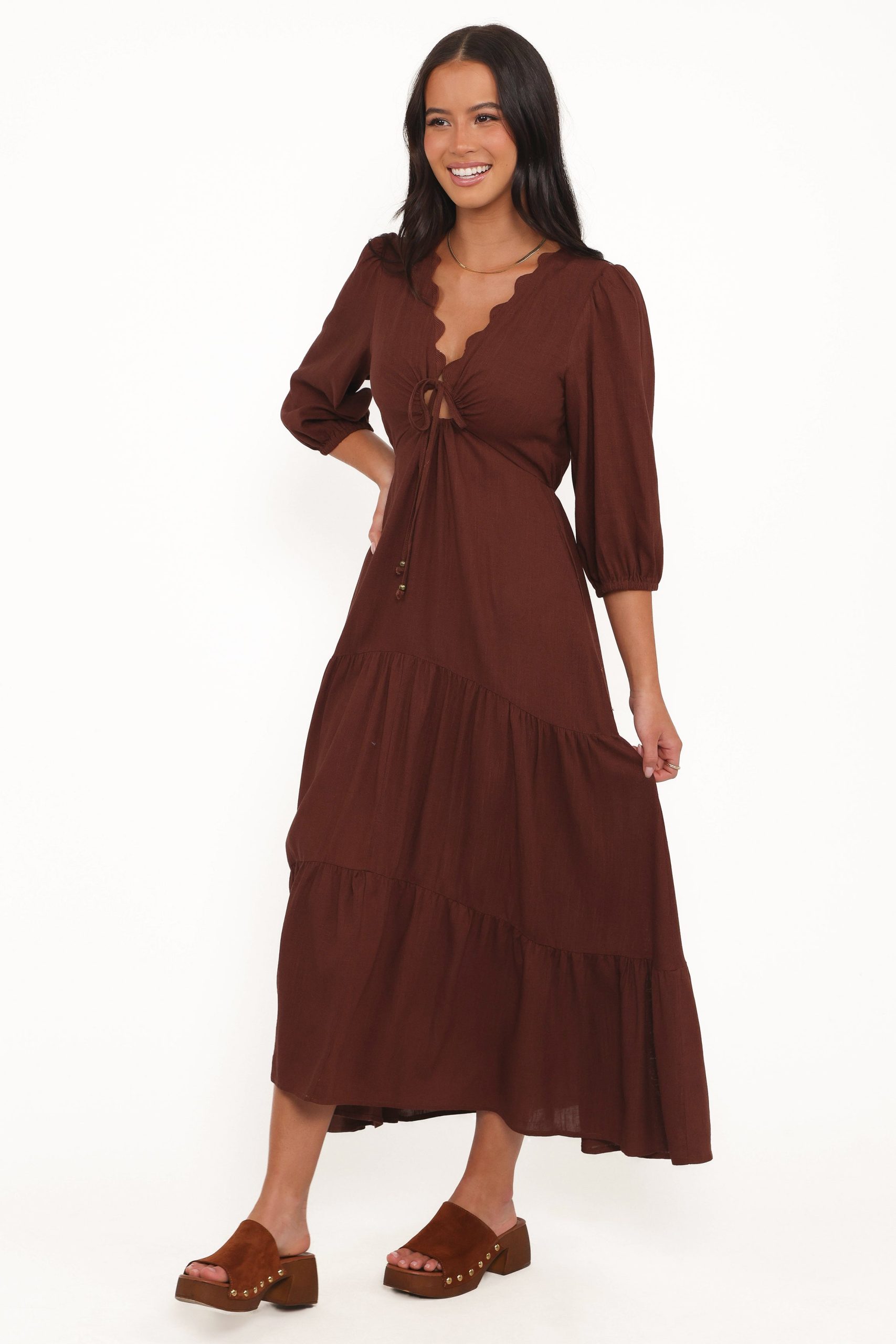 Eleonara Midi Dress - Chocolate - Image 3