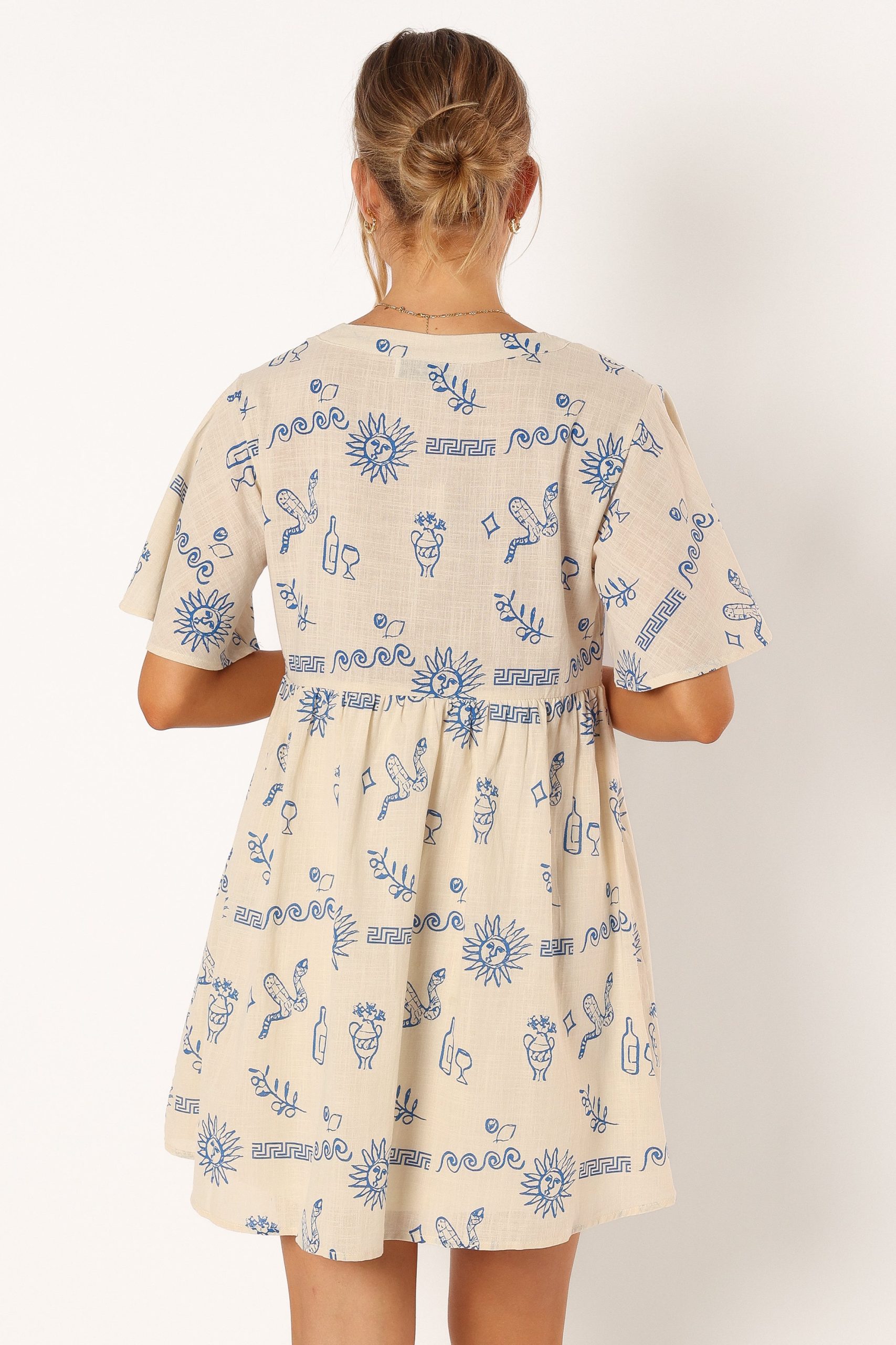 Elias Mini Dress - Beige Blue - Image 7