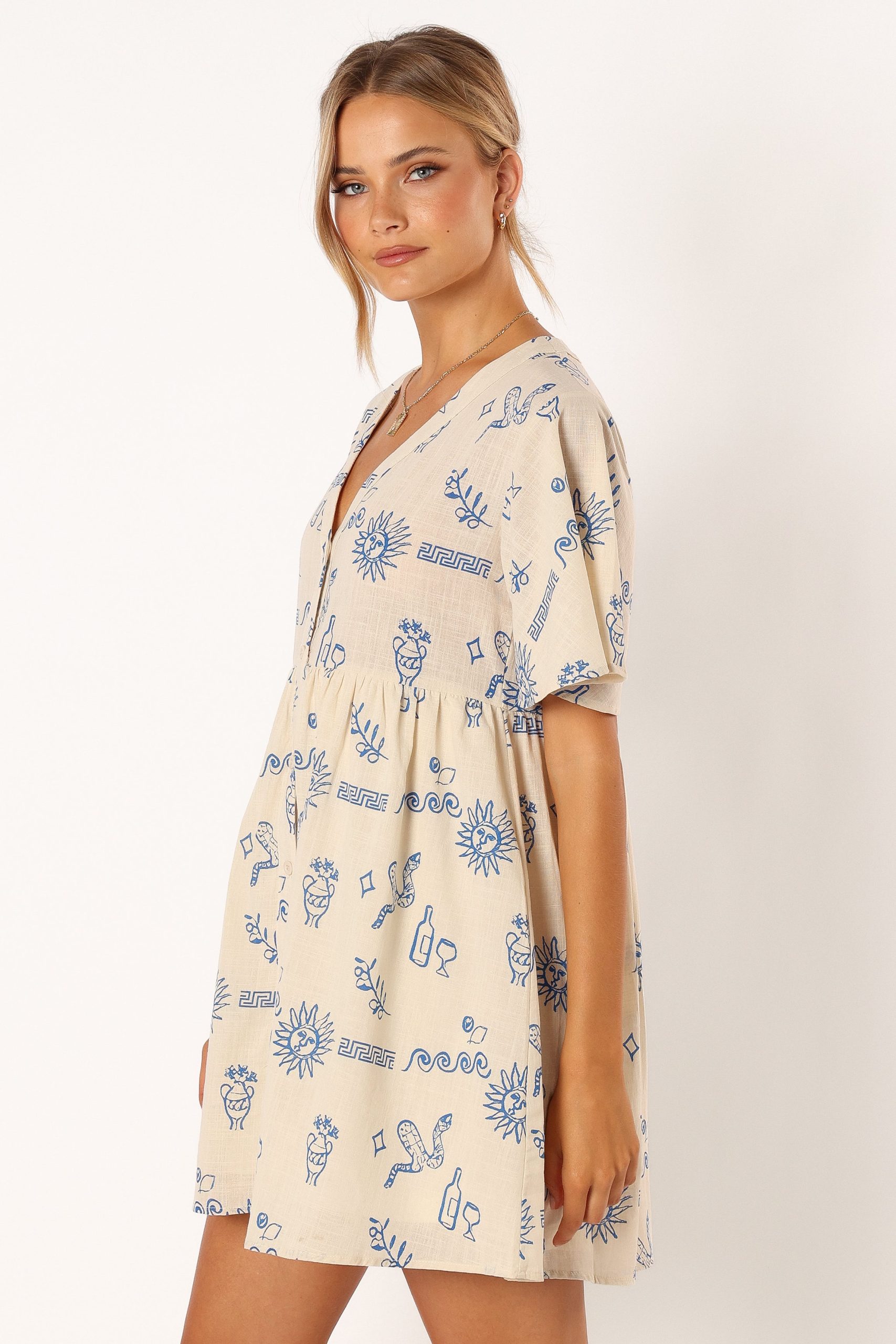 Elias Mini Dress - Beige Blue - Image 6