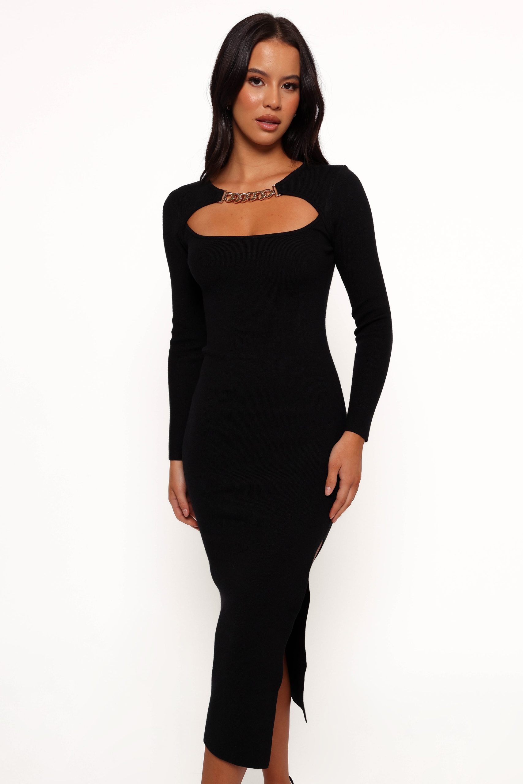Elissa Long Sleeve Midi Dress - Black - Image 2