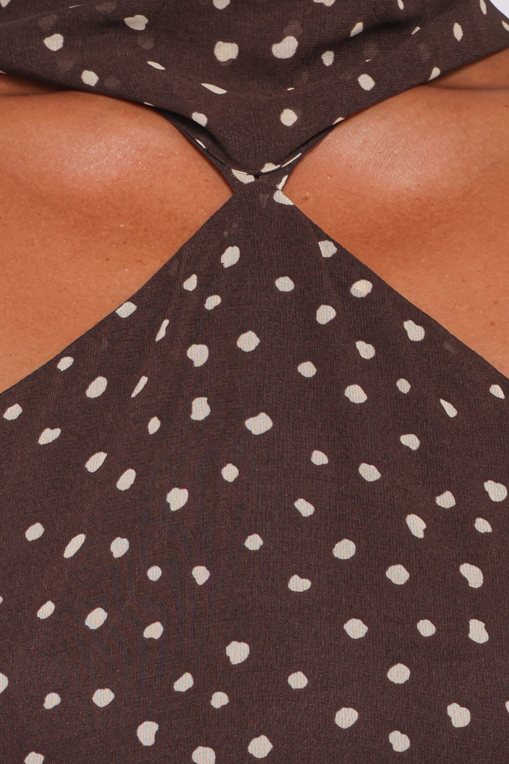 Elva Halterneck Midi Dress - Brown Polka Dot - Image 5