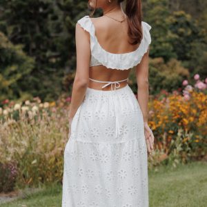 Elwyn Maxi Dress - White Broderie
