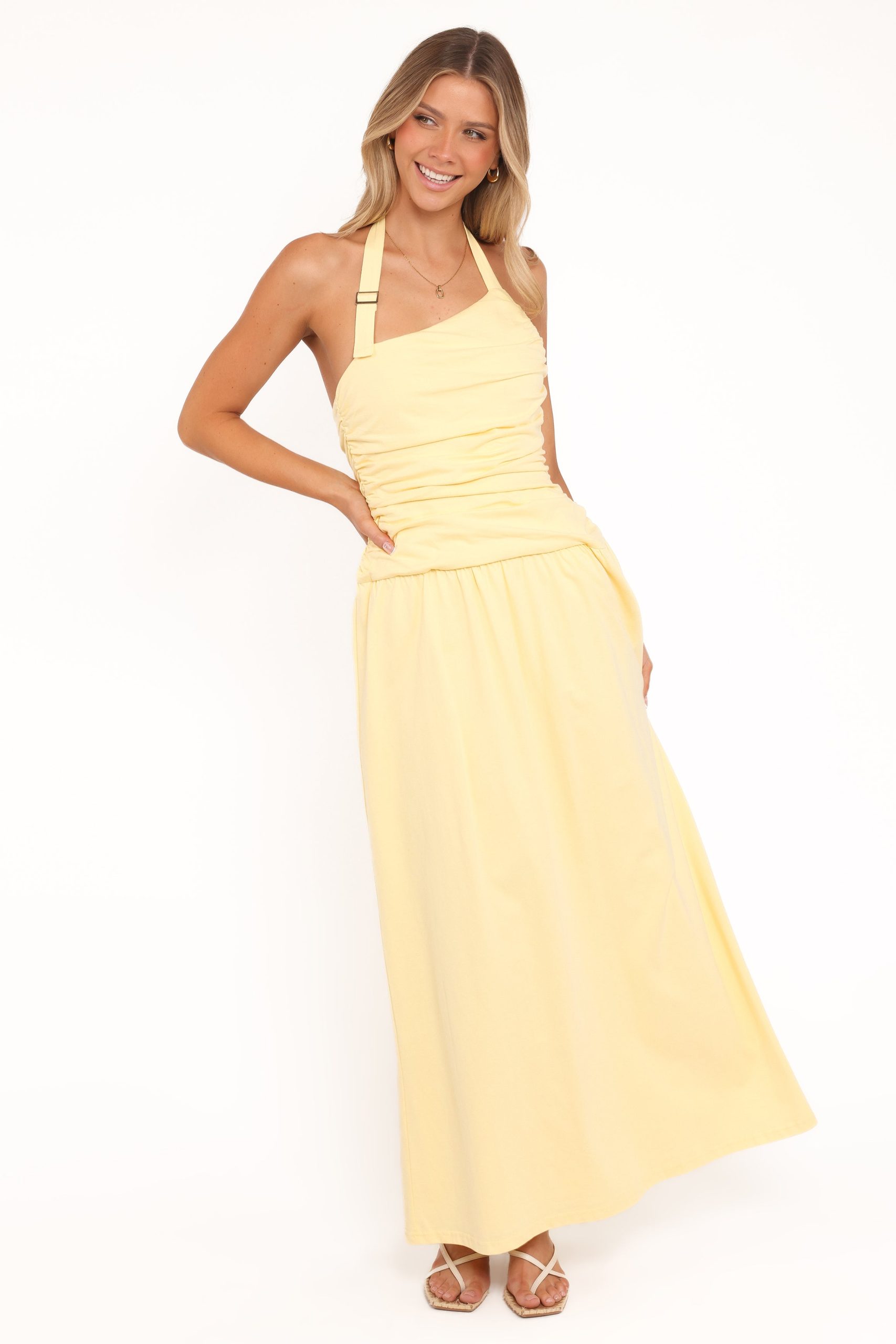 Emalia Halter Maxi Dress - Pale Yellow - Image 2
