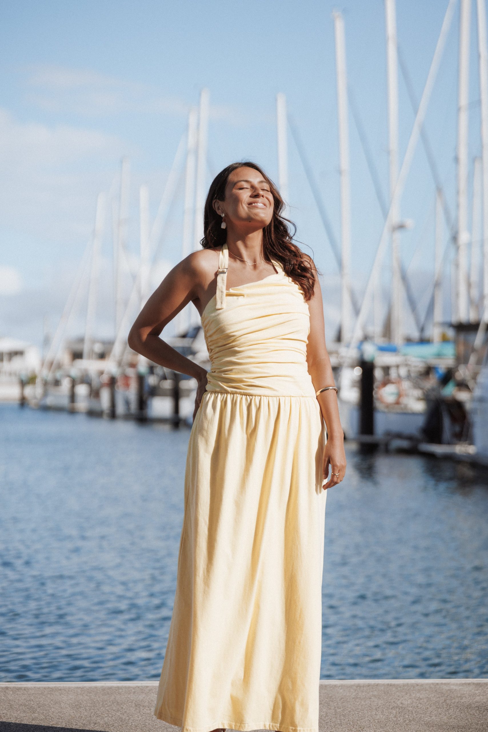 Emalia Halter Maxi Dress - Pale Yellow - Image 8