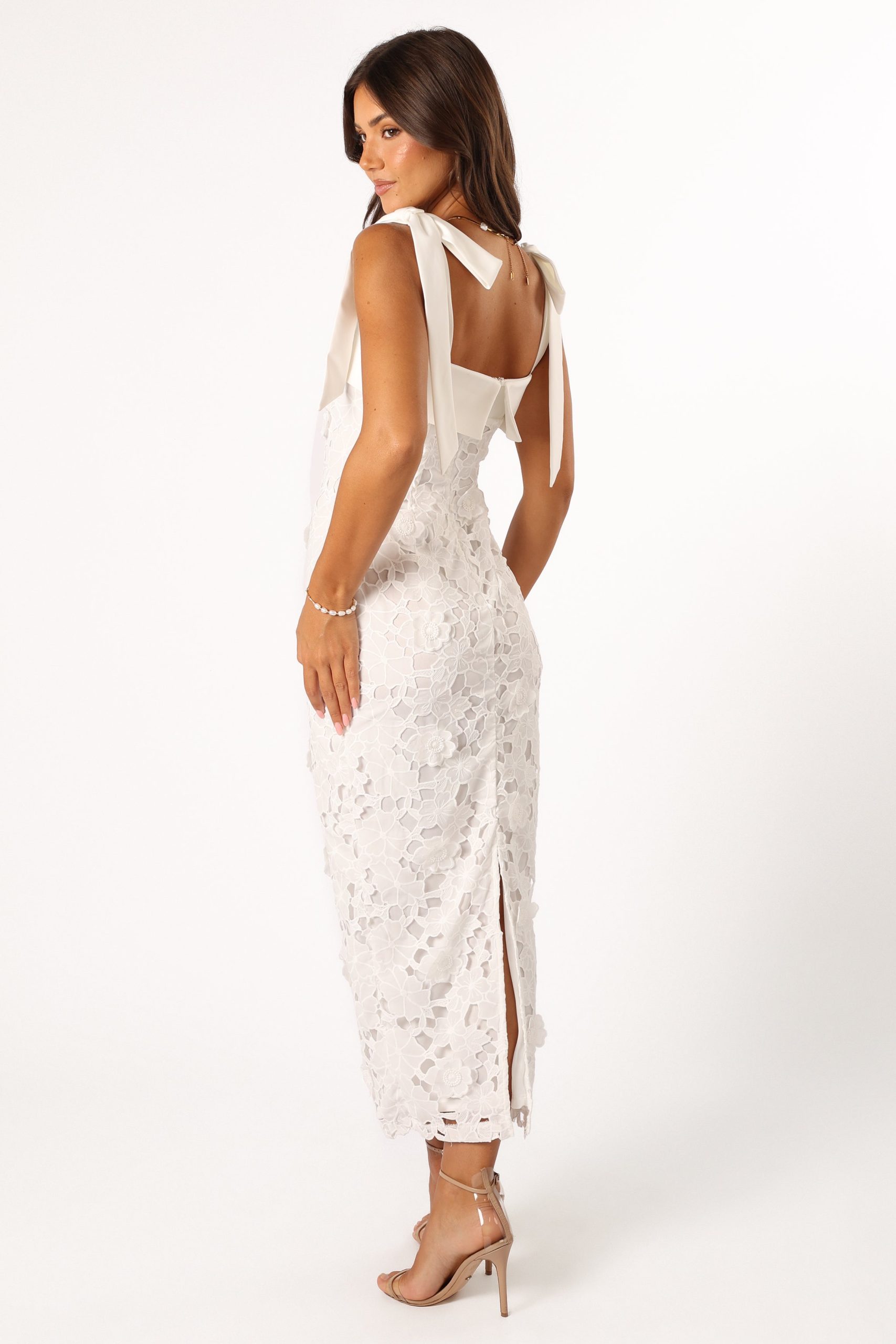 Emersyn Midi Lace Dress - White - Image 4