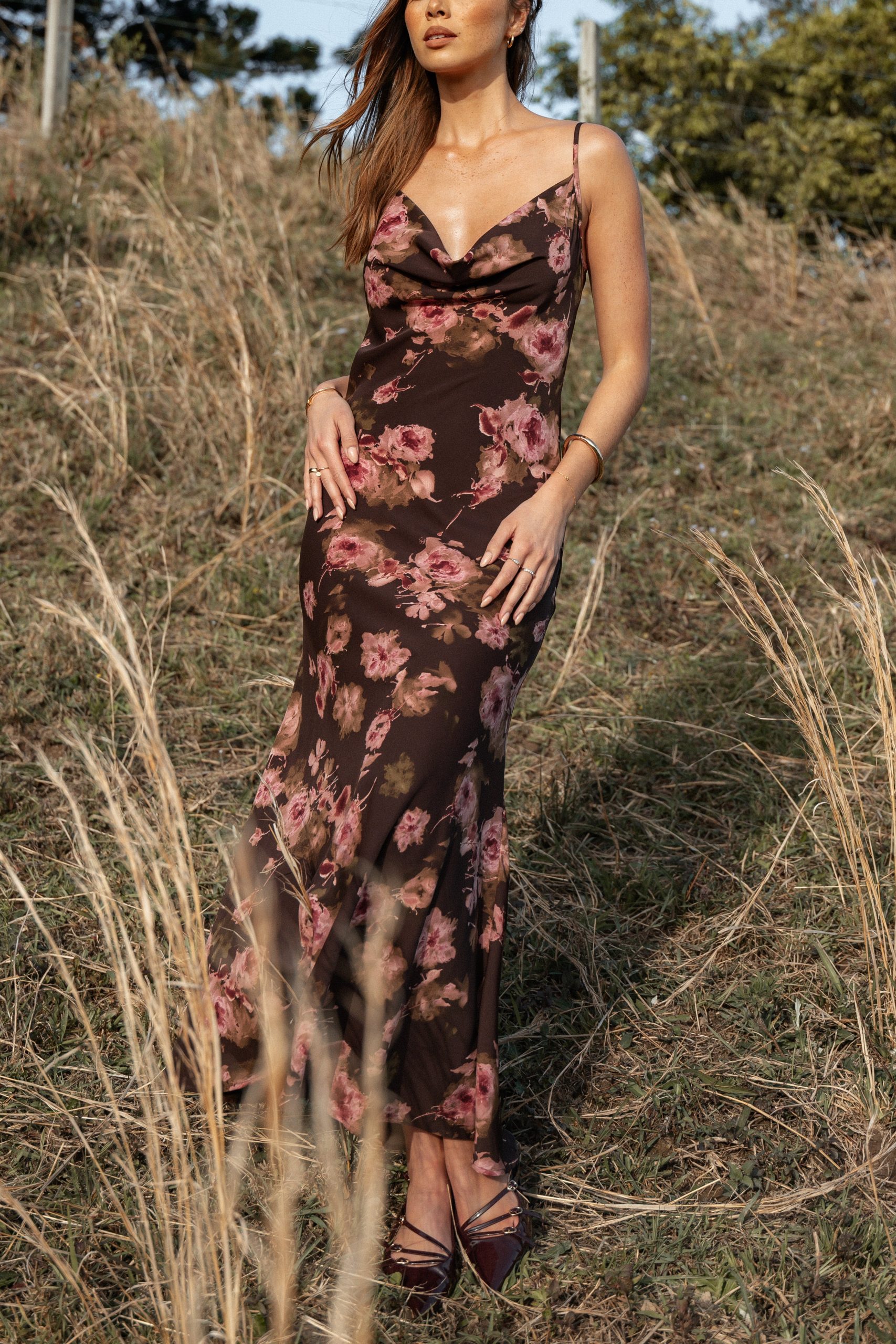Enya Maxi Dress - Chocolate Floral - Image 2