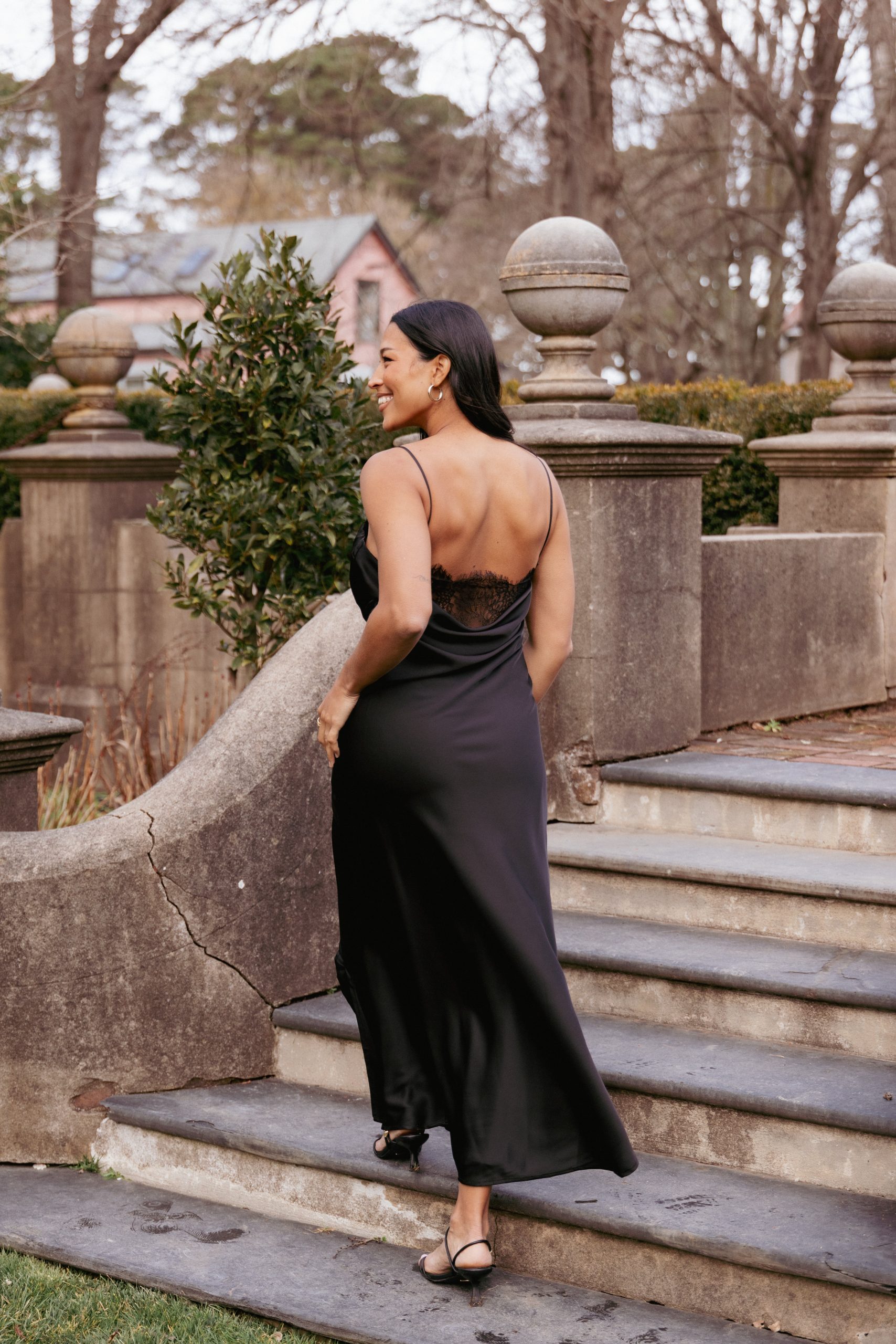 Evana Lace Maxi Dress - Black - Image 8