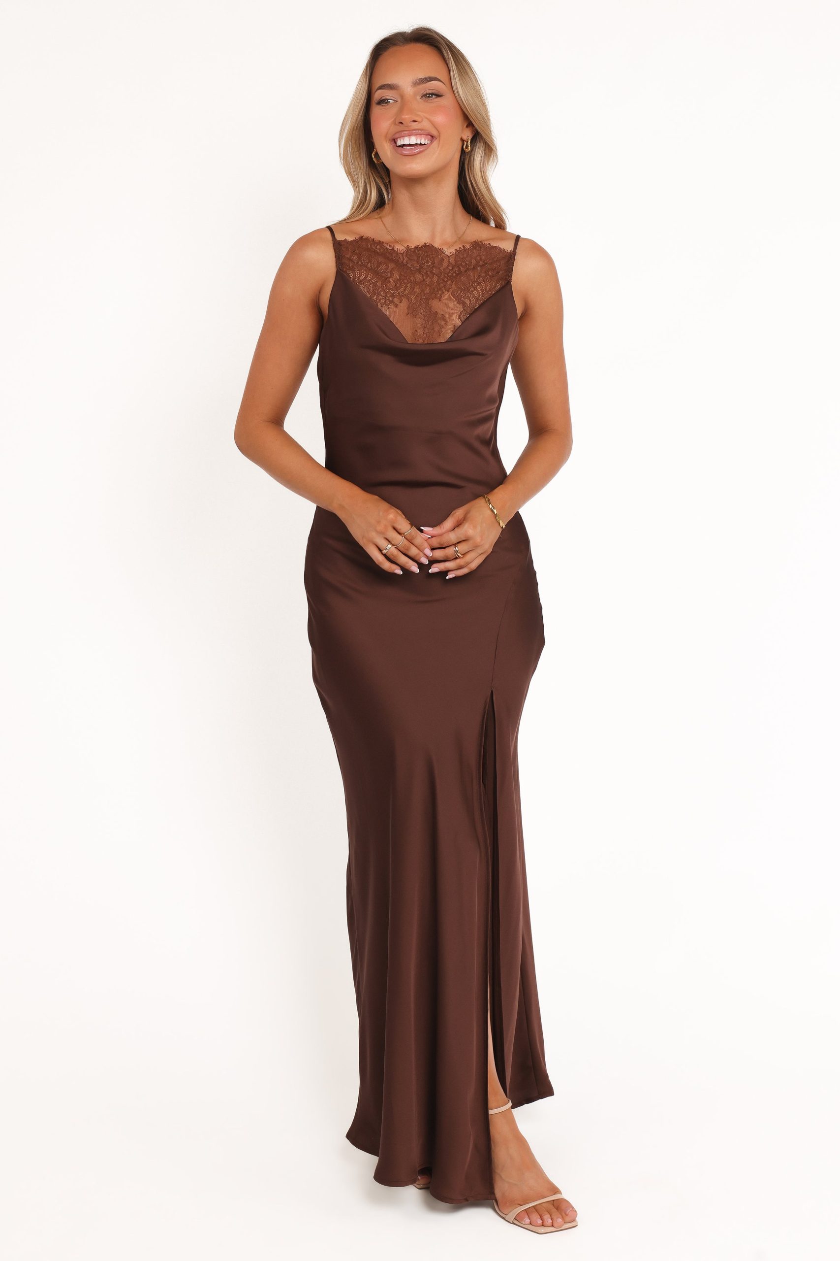Evana Lace Maxi Dress - Brown - Image 2