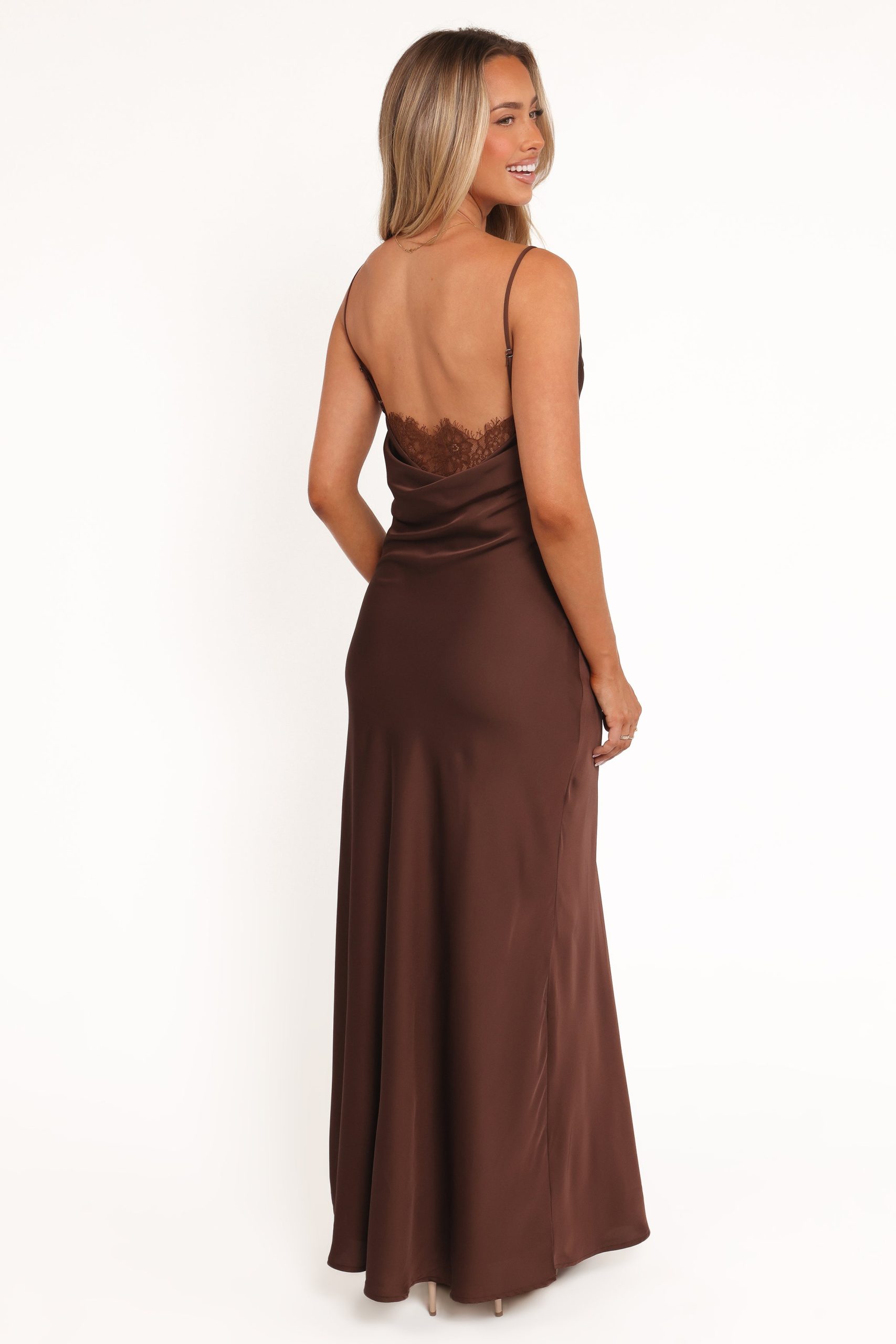 Evana Lace Maxi Dress - Brown - Image 3