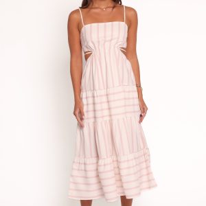 Evelin Midi Dress - Pink Stripe