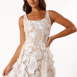 Evelynn Mini Dress - White/Nude