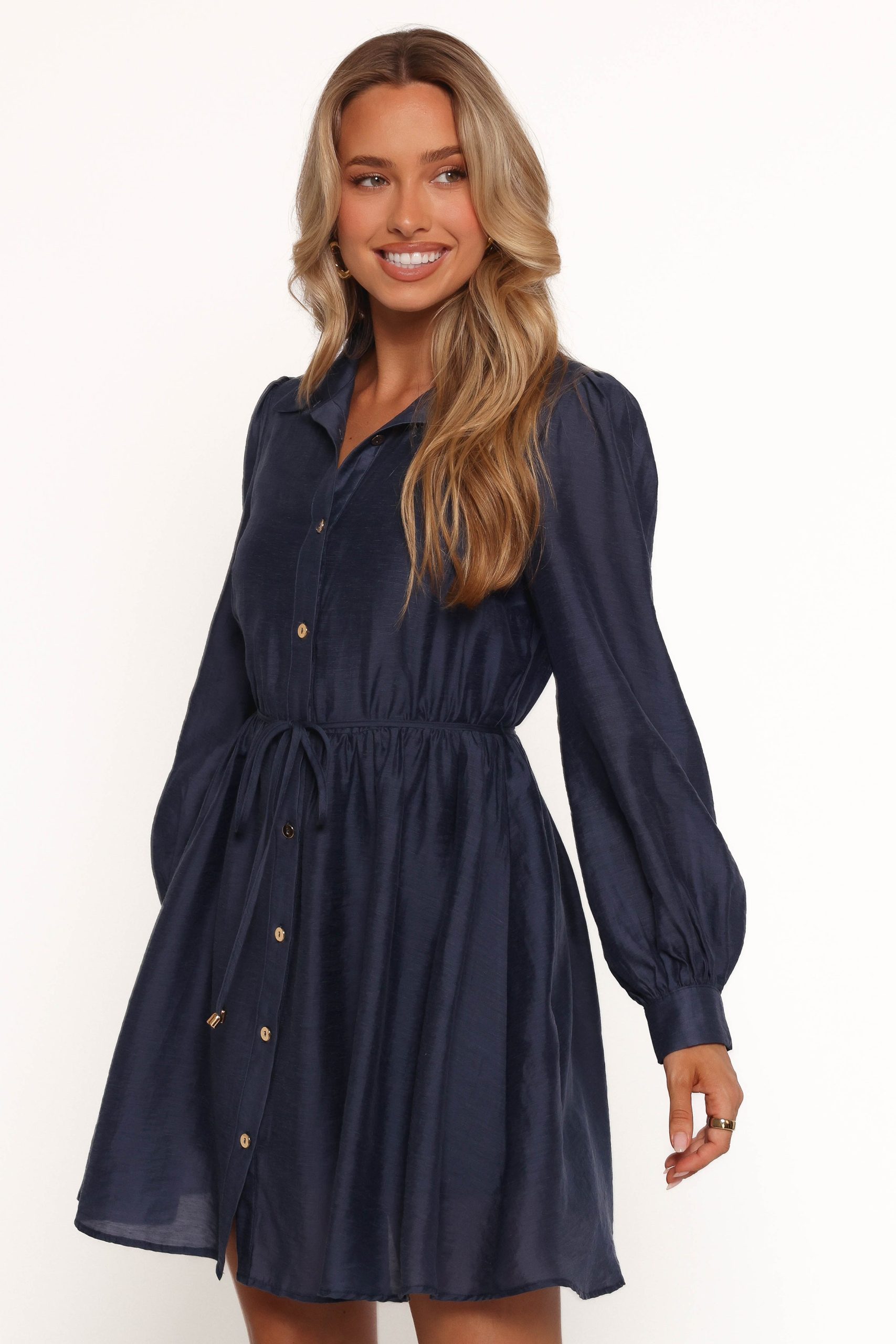 Everett Long Sleeve Mini Dress - Navy - Image 3