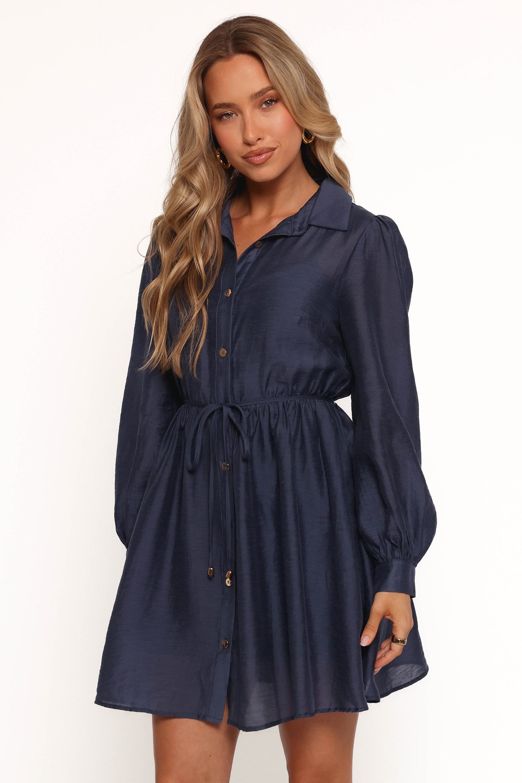 Everett Long Sleeve Mini Dress - Navy - Image 4