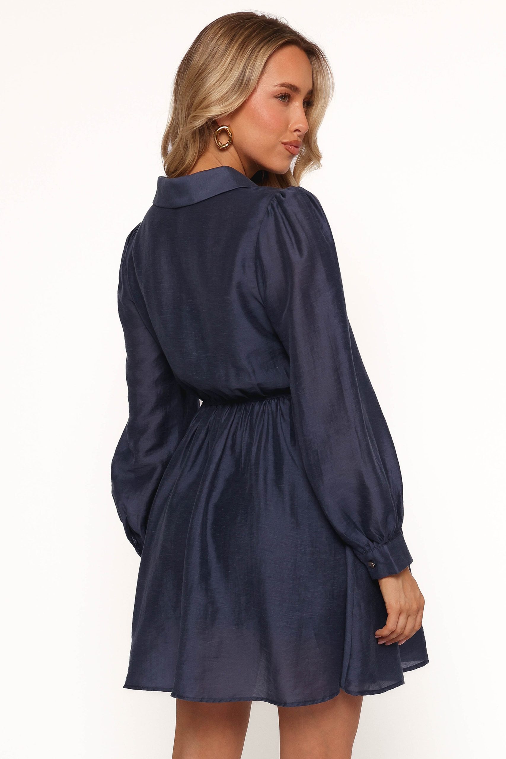 Everett Long Sleeve Mini Dress - Navy - Image 5