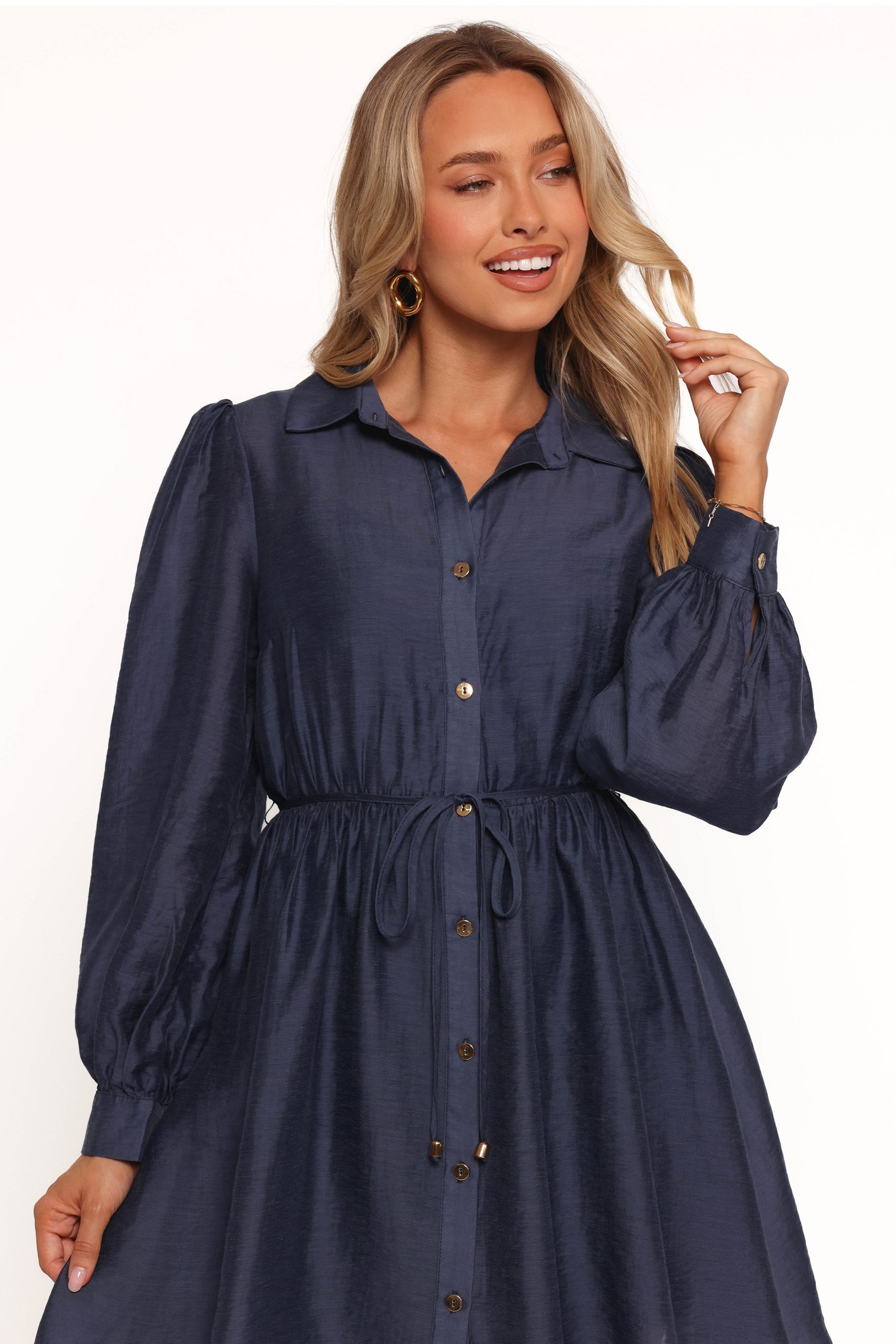 Everett Long Sleeve Mini Dress - Navy - Image 7