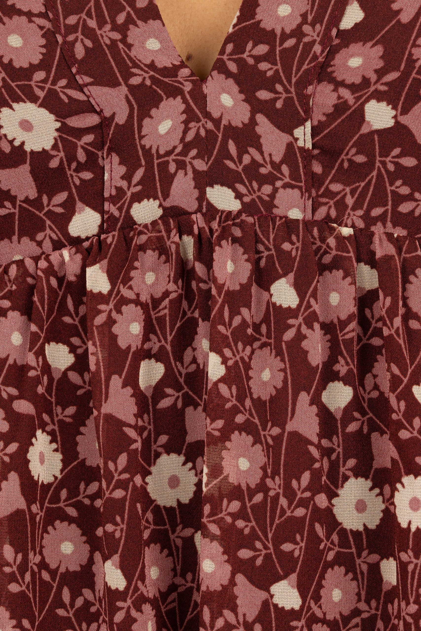 Evian Long Sleeve Maxi Dress - Burgundy Multi - Image 8