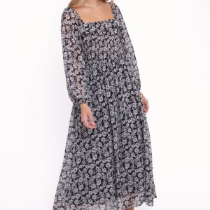 Faith Long Sleeve Maxi Dress - Black Floral