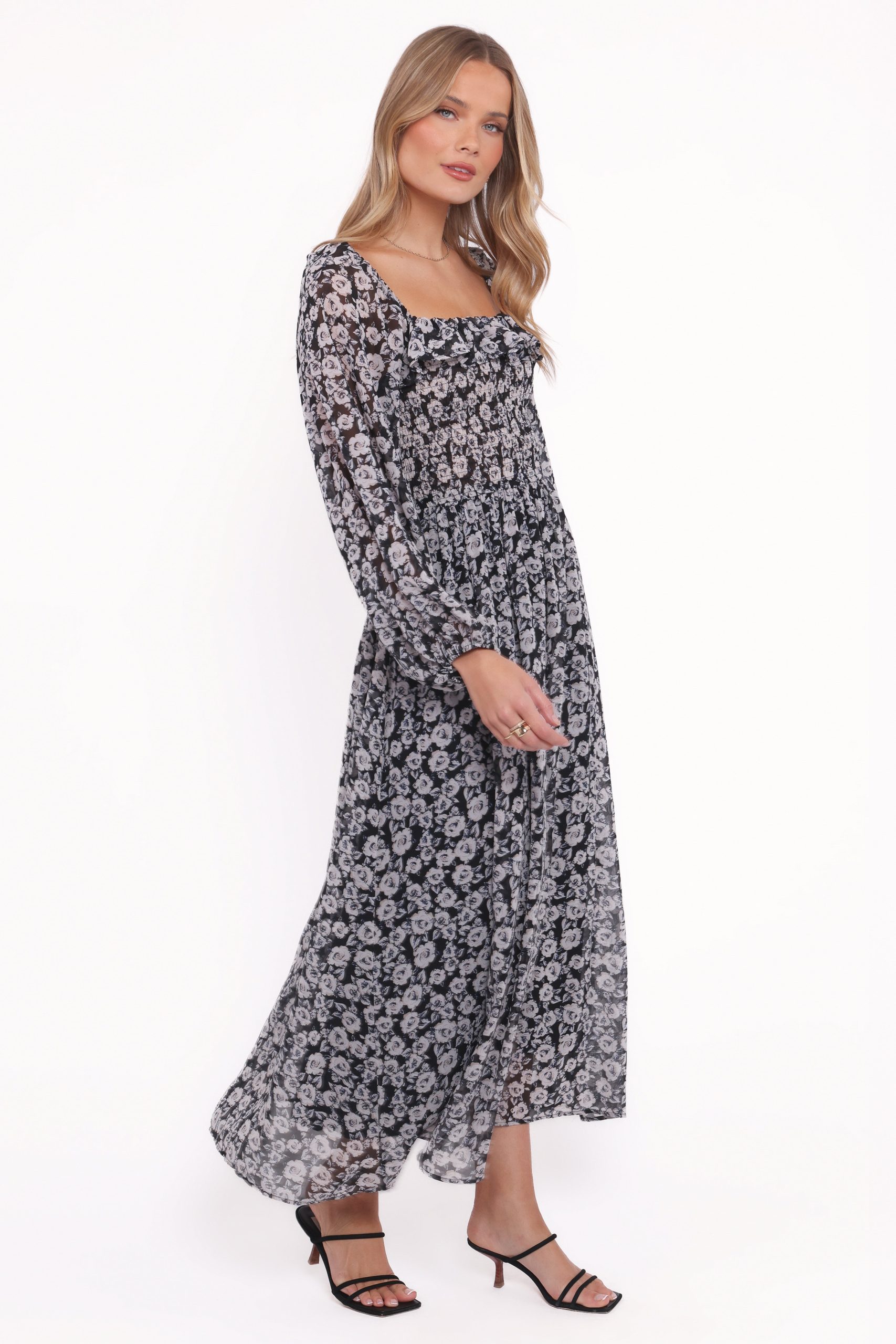 Faith Long Sleeve Maxi Dress - Black Floral - Image 3