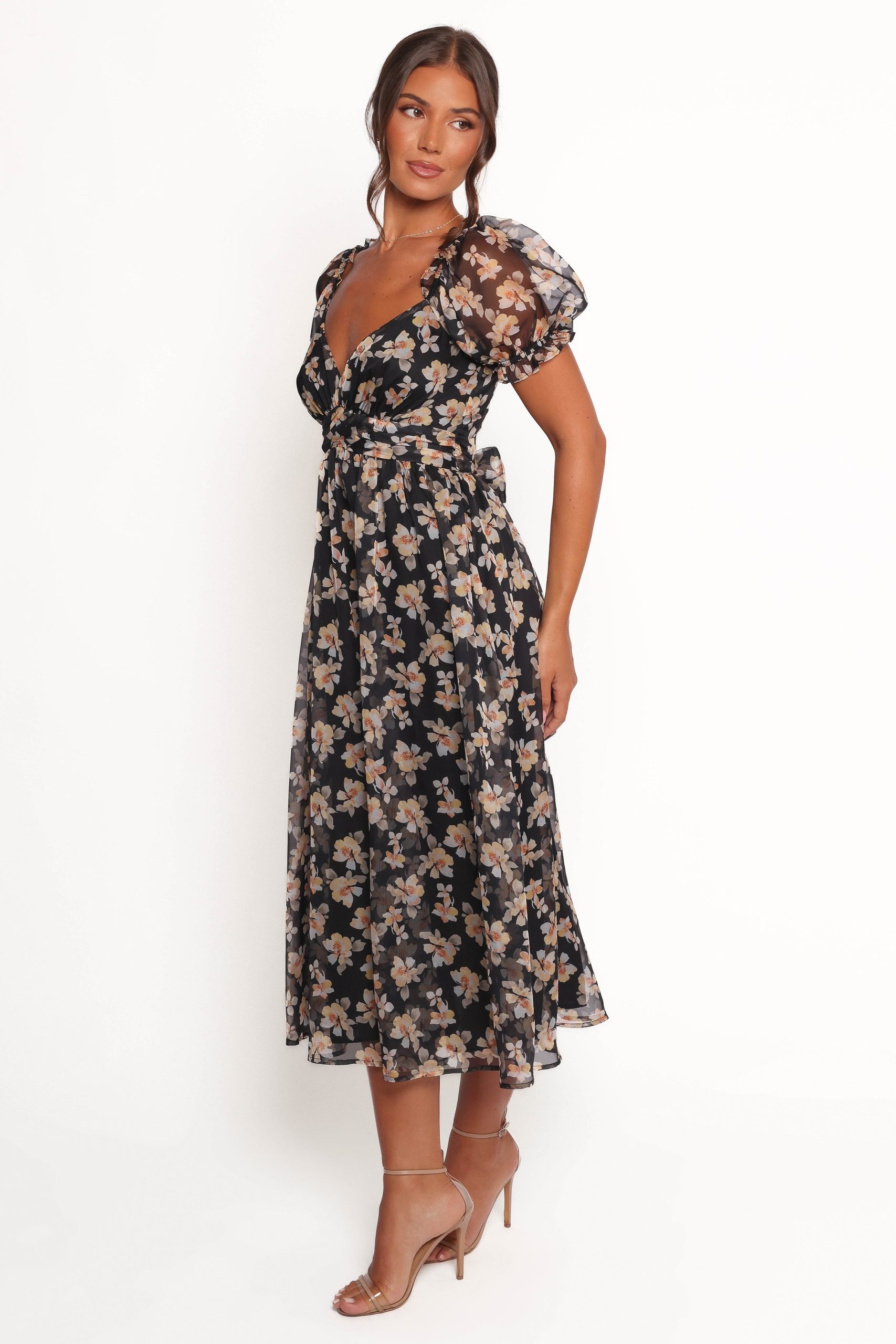 Farryn Maxi Dress - Black Beige Floral - Image 3