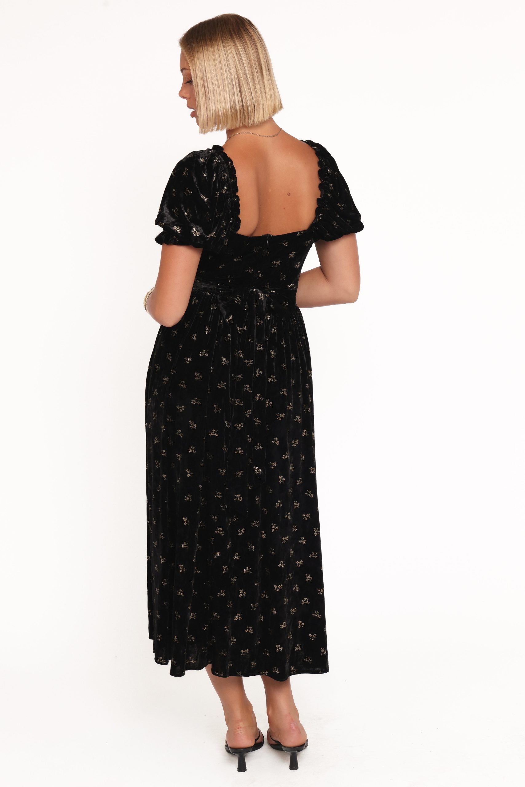 Farryn Maxi Dress - Black/Gold Velvet - Image 4