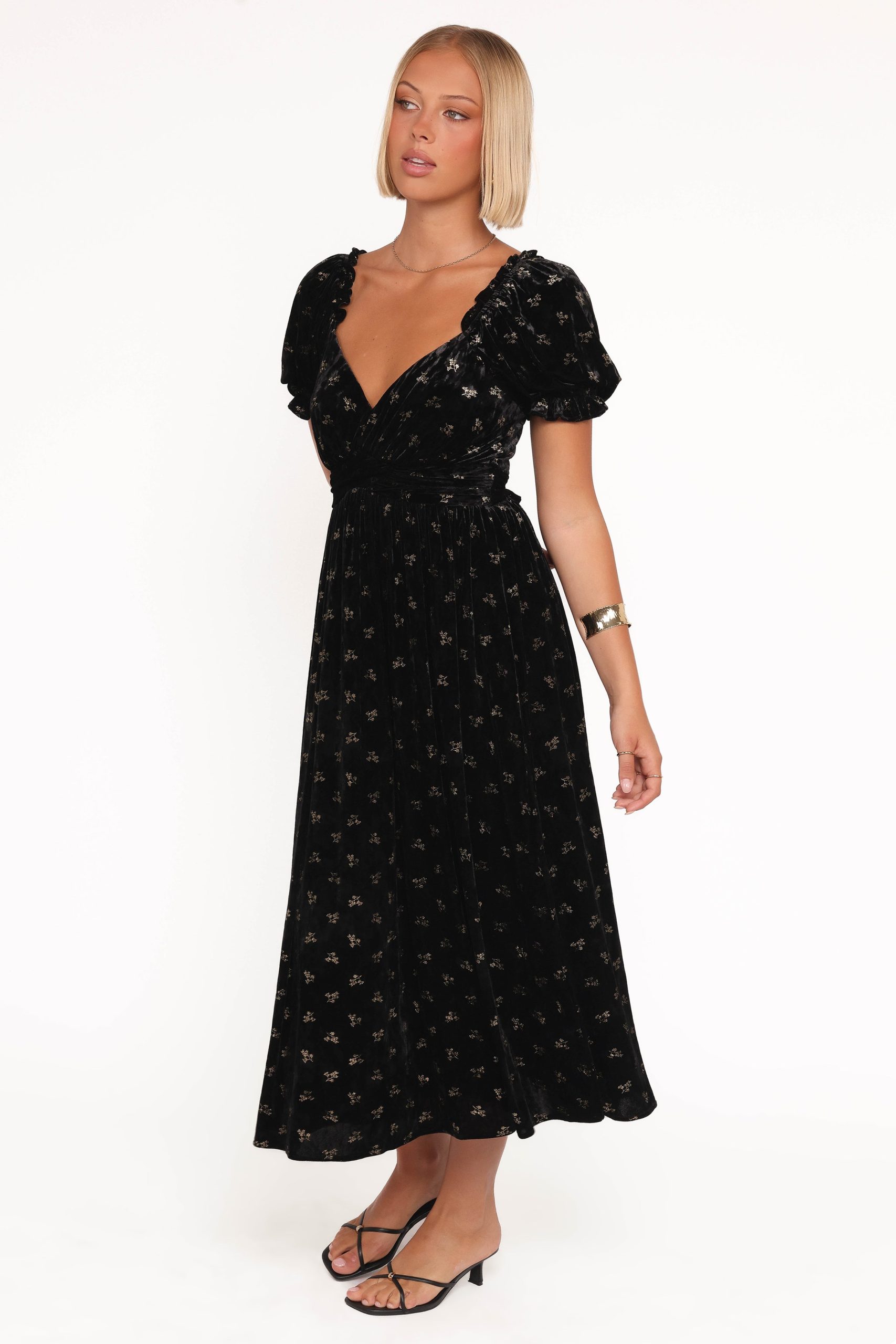 Farryn Maxi Dress - Black/Gold Velvet - Image 3