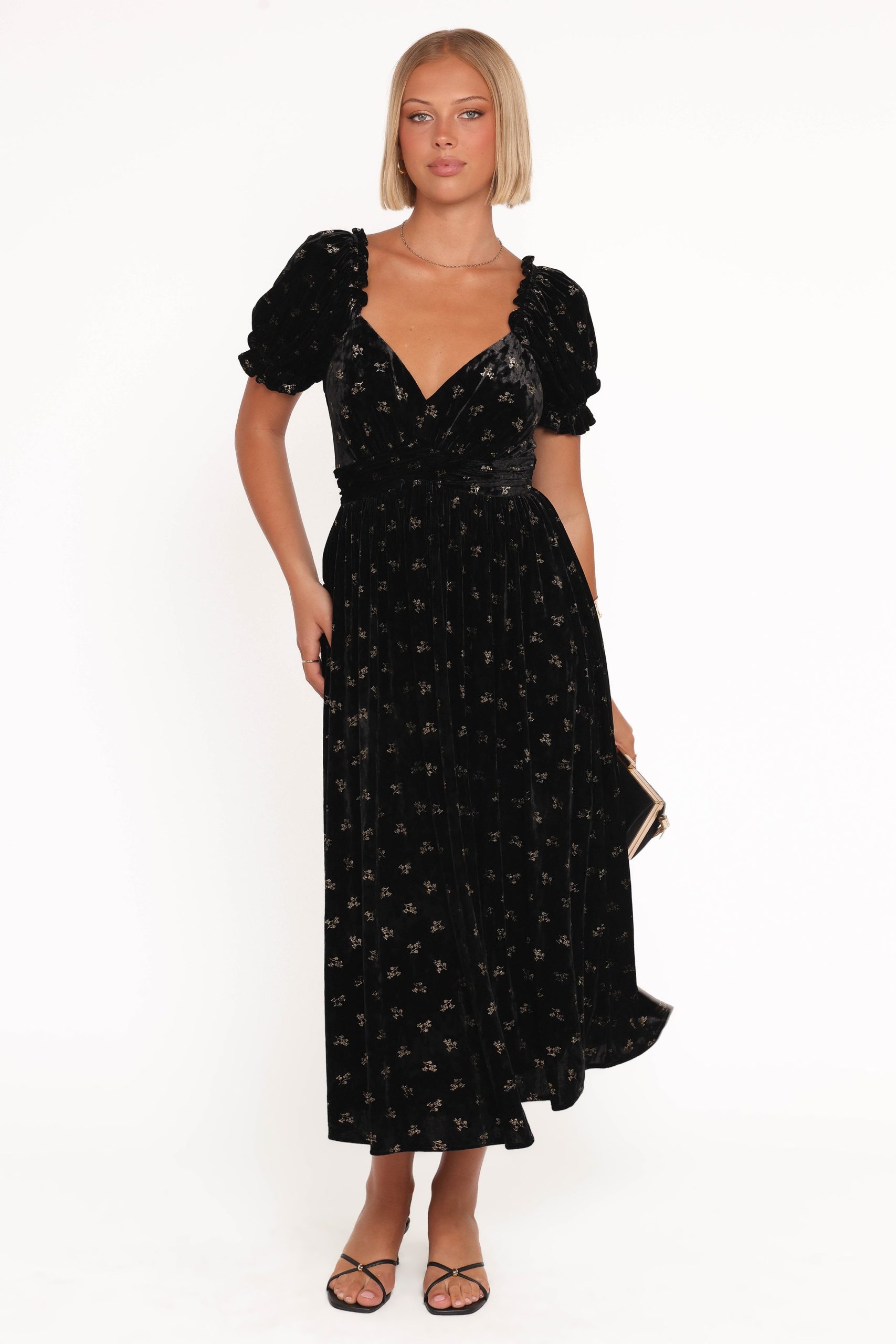 Farryn Maxi Dress - Black/Gold Velvet - Image 6