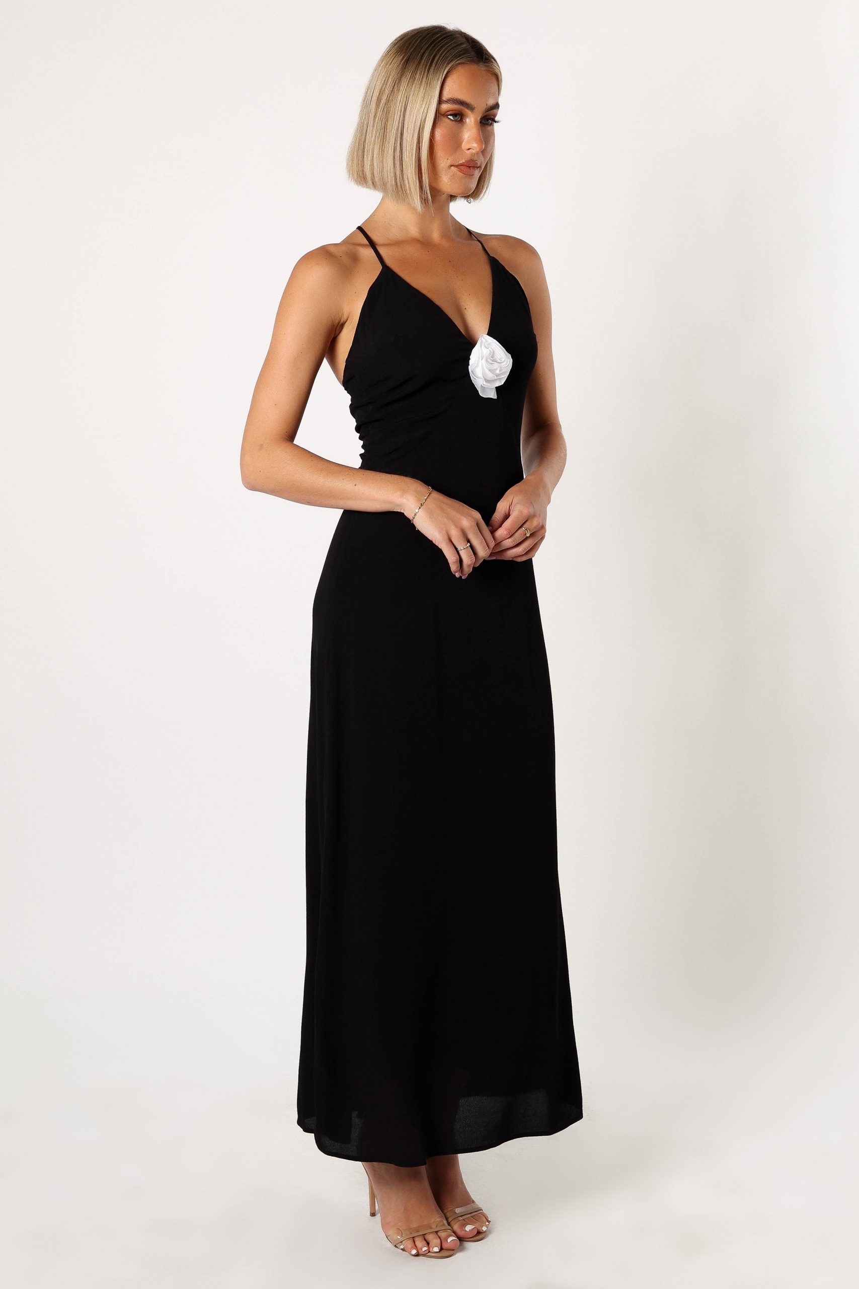 Florence Rosette Trim Maxi Dress - Black - Image 3