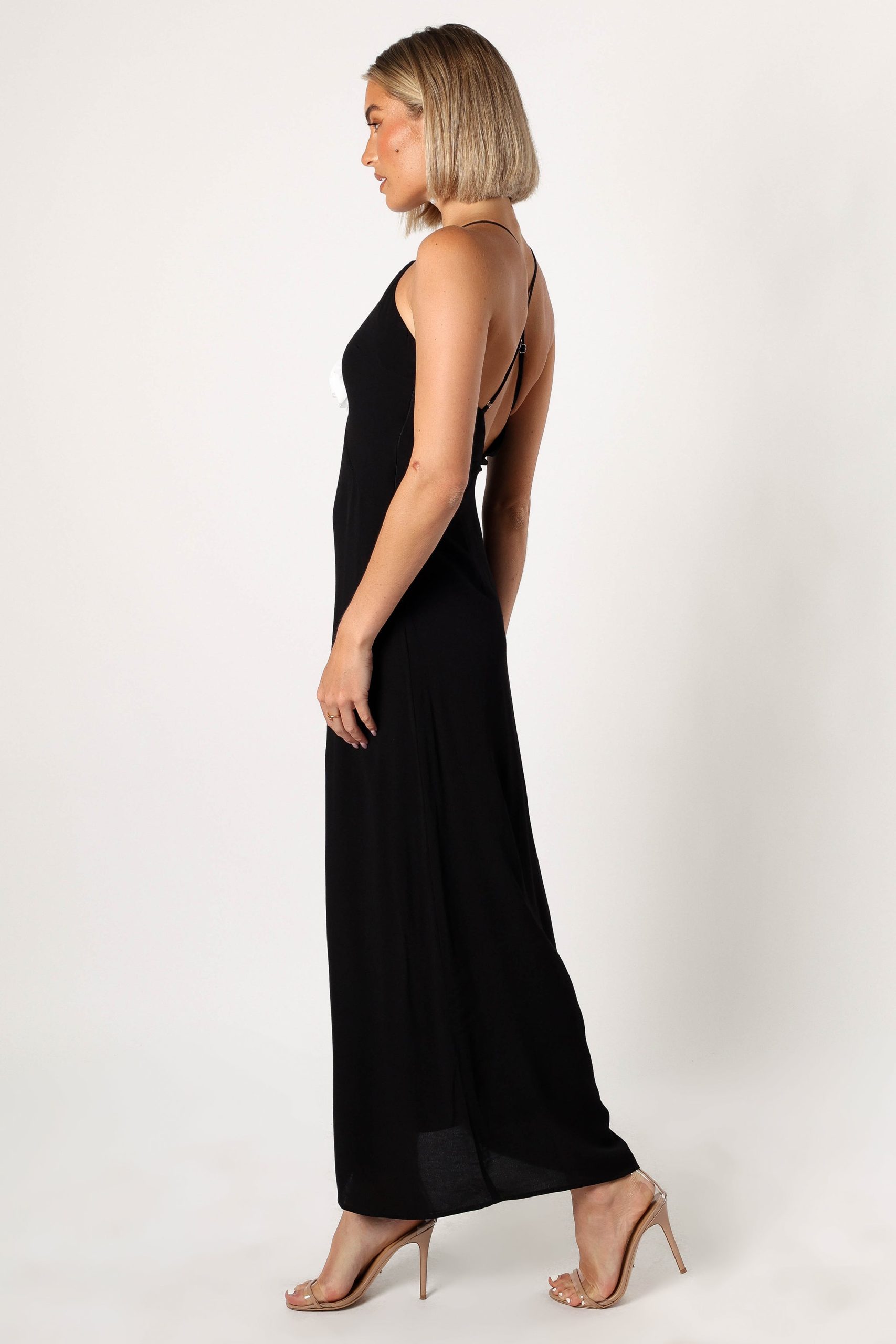 Florence Rosette Trim Maxi Dress - Black - Image 5