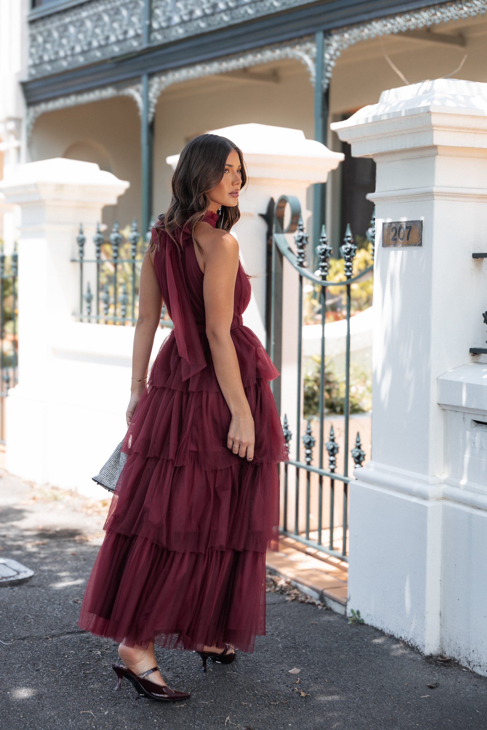 Frances Halterneck Maxi Dress - Wine - Image 2
