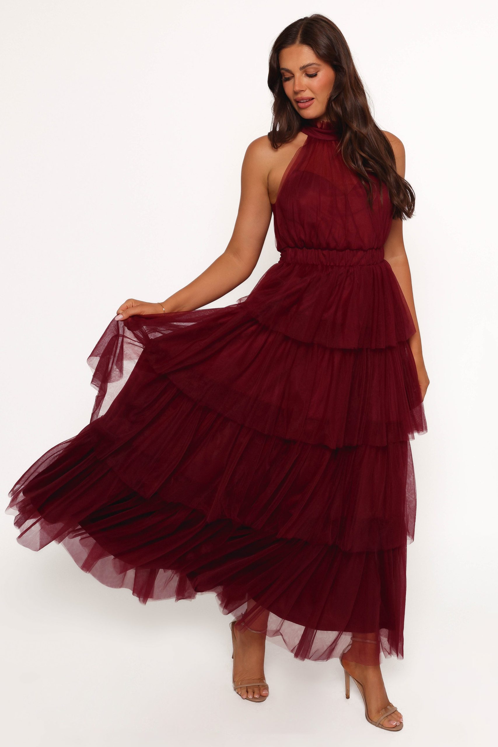 Frances Halterneck Maxi Dress - Wine - Image 3