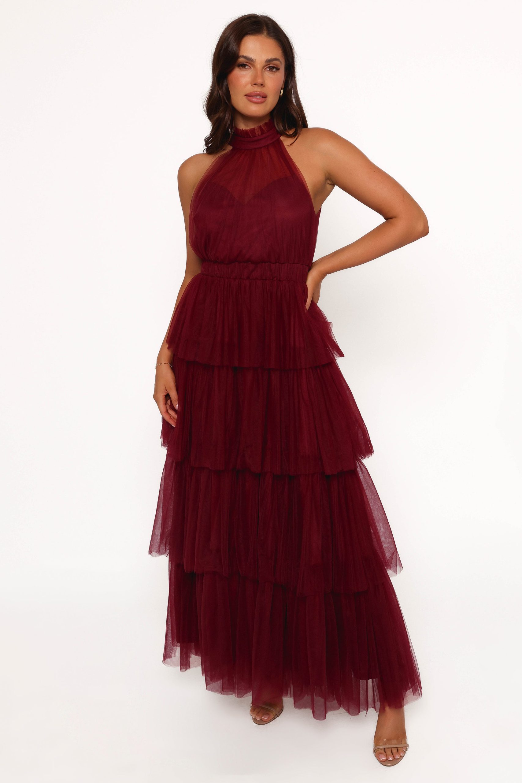 Frances Halterneck Maxi Dress - Wine - Image 7