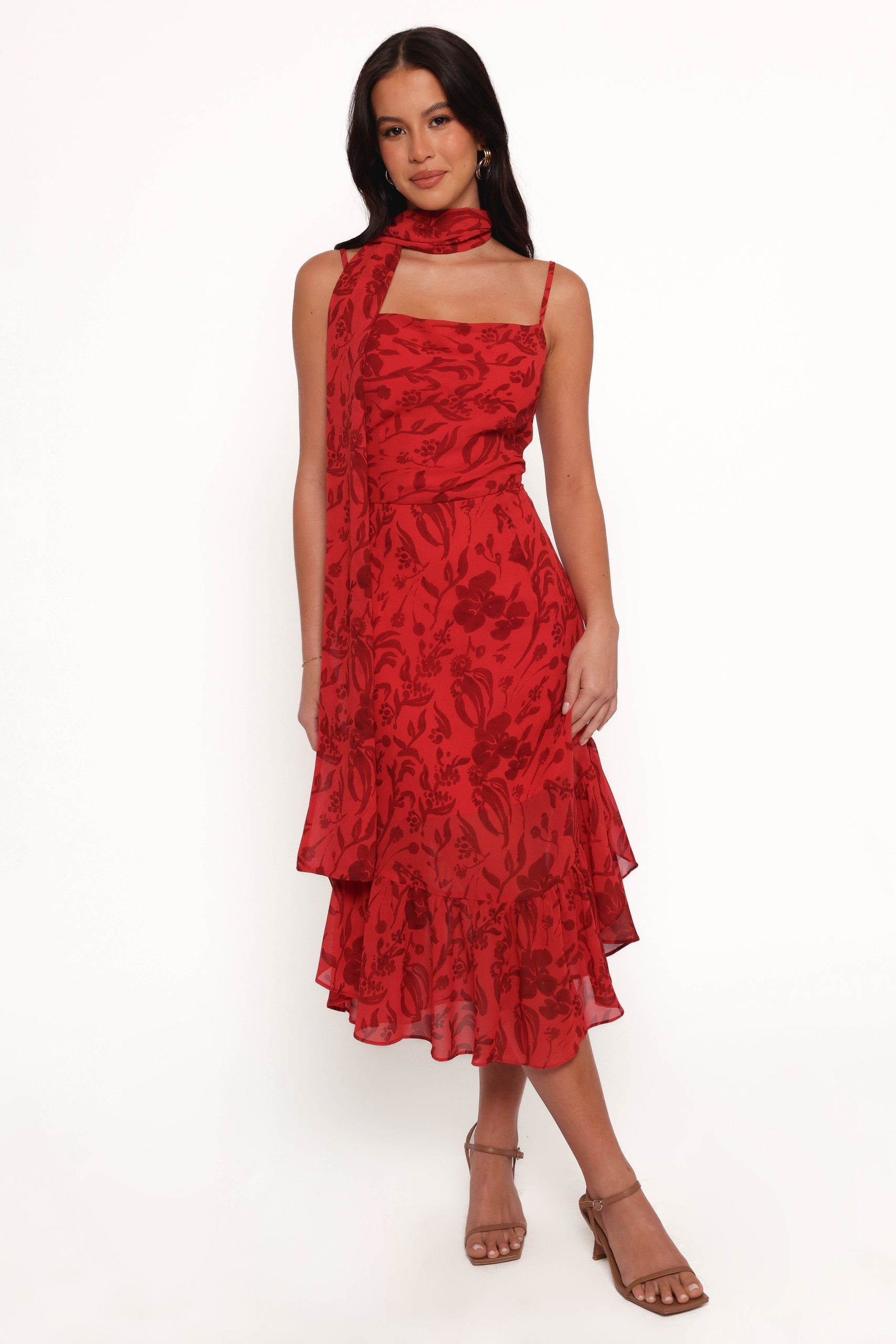 Francesca Midi Dress - Red Floral - Image 11