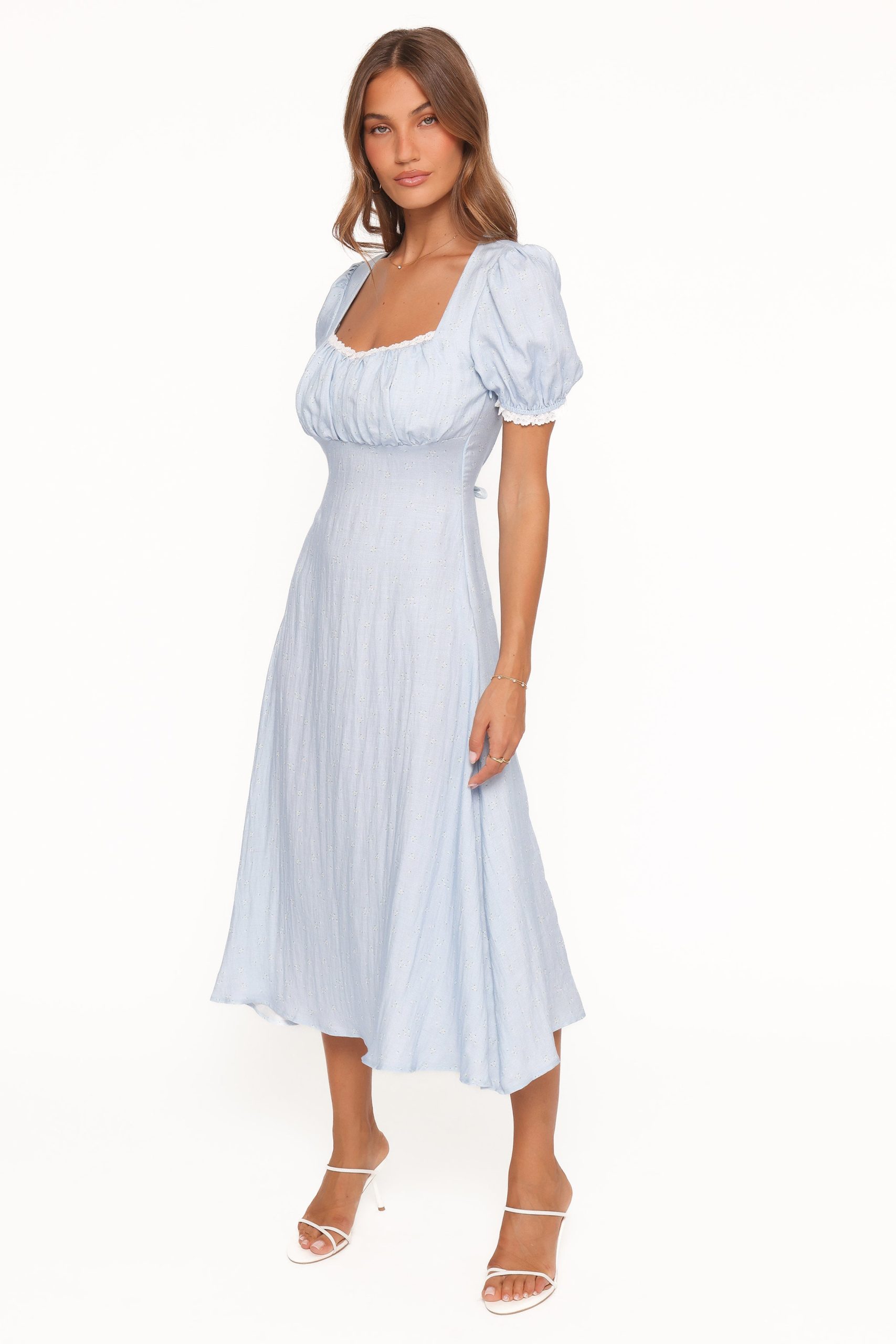 Francine Lace Midi Dress - Blue Ditsy Floral - Image 4