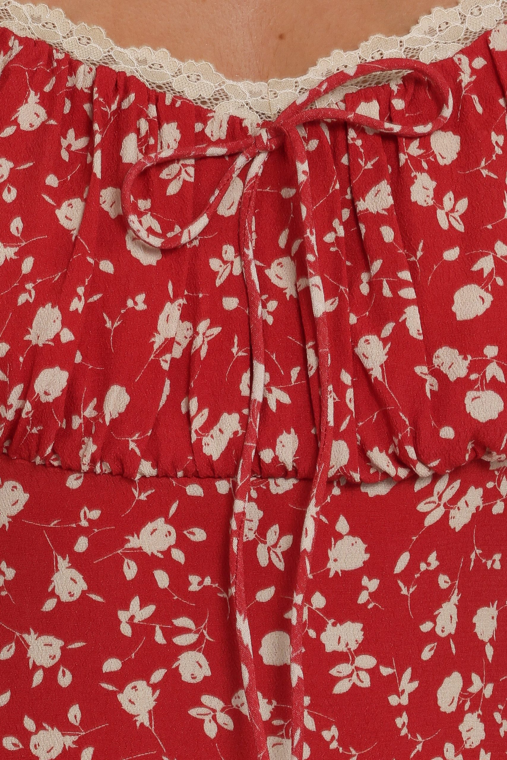 Francine Lace Midi Dress - Red Floral - Image 6