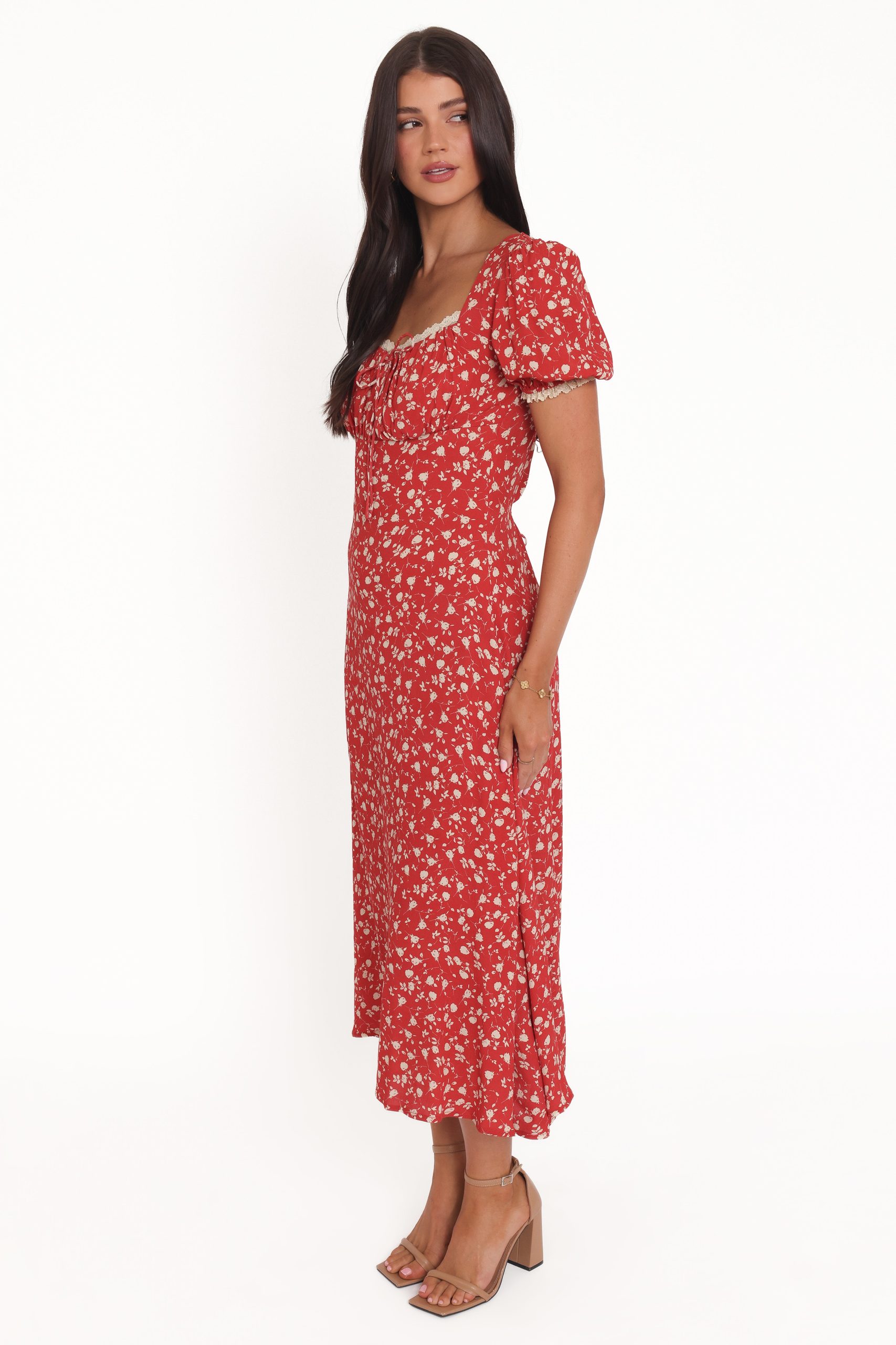 Francine Lace Midi Dress - Red Floral - Image 4
