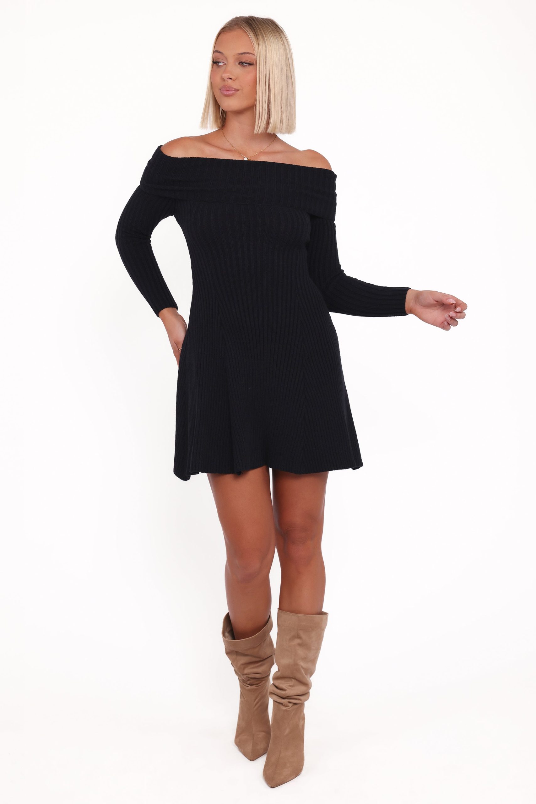 Francisco Long Sleeve Mini Dress - Black - Image 5